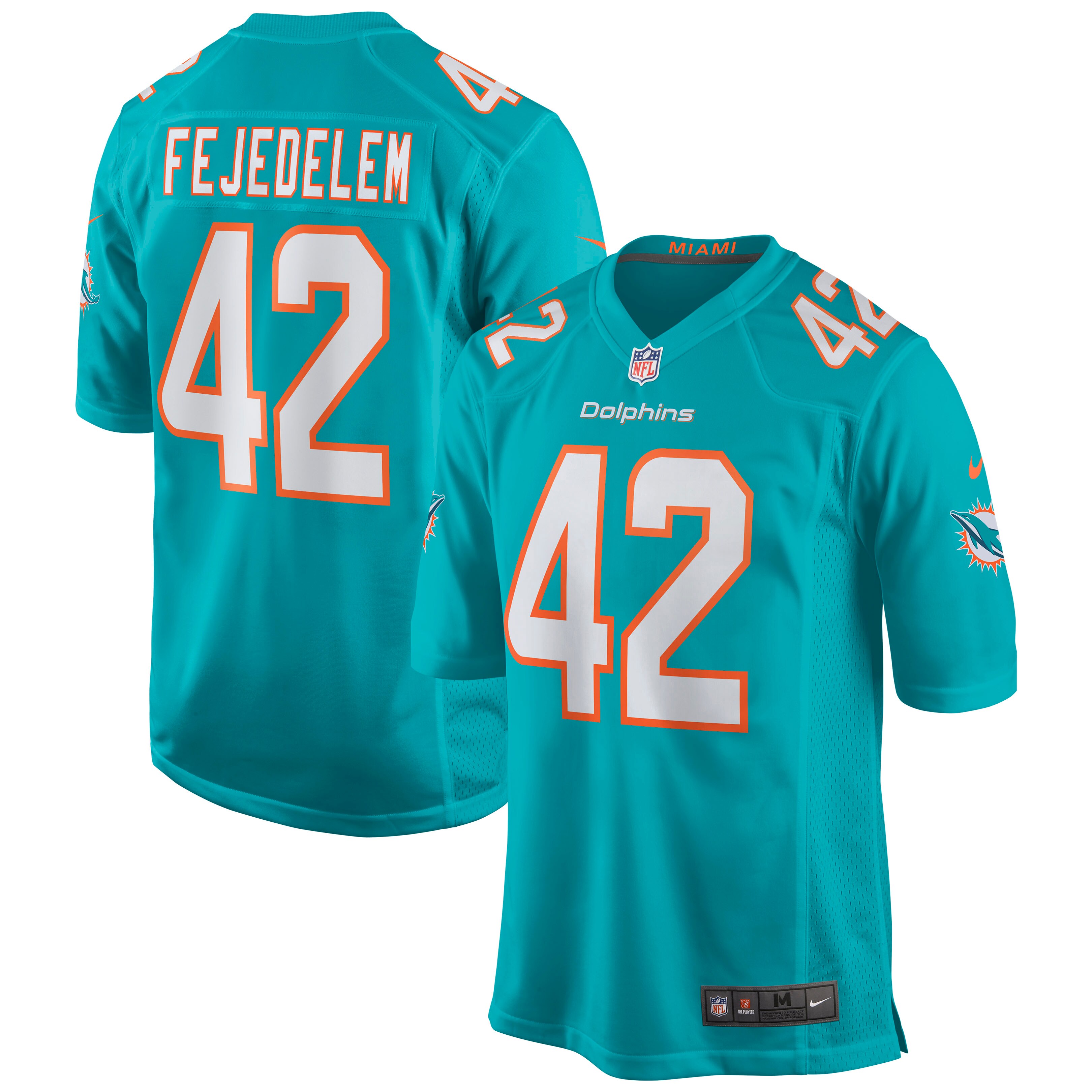 Clayton Fejedelem Miami Dolphins  Game Jersey - Aqua