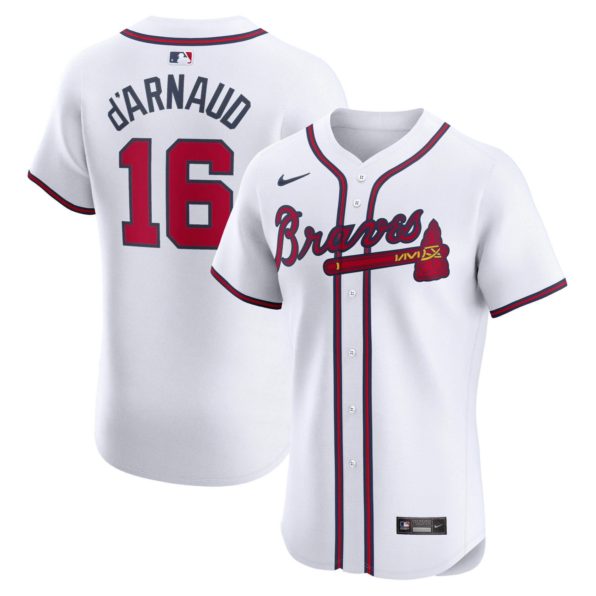 Travis d'Arnaud Atlanta Braves  Home Elite Player Jersey - White
