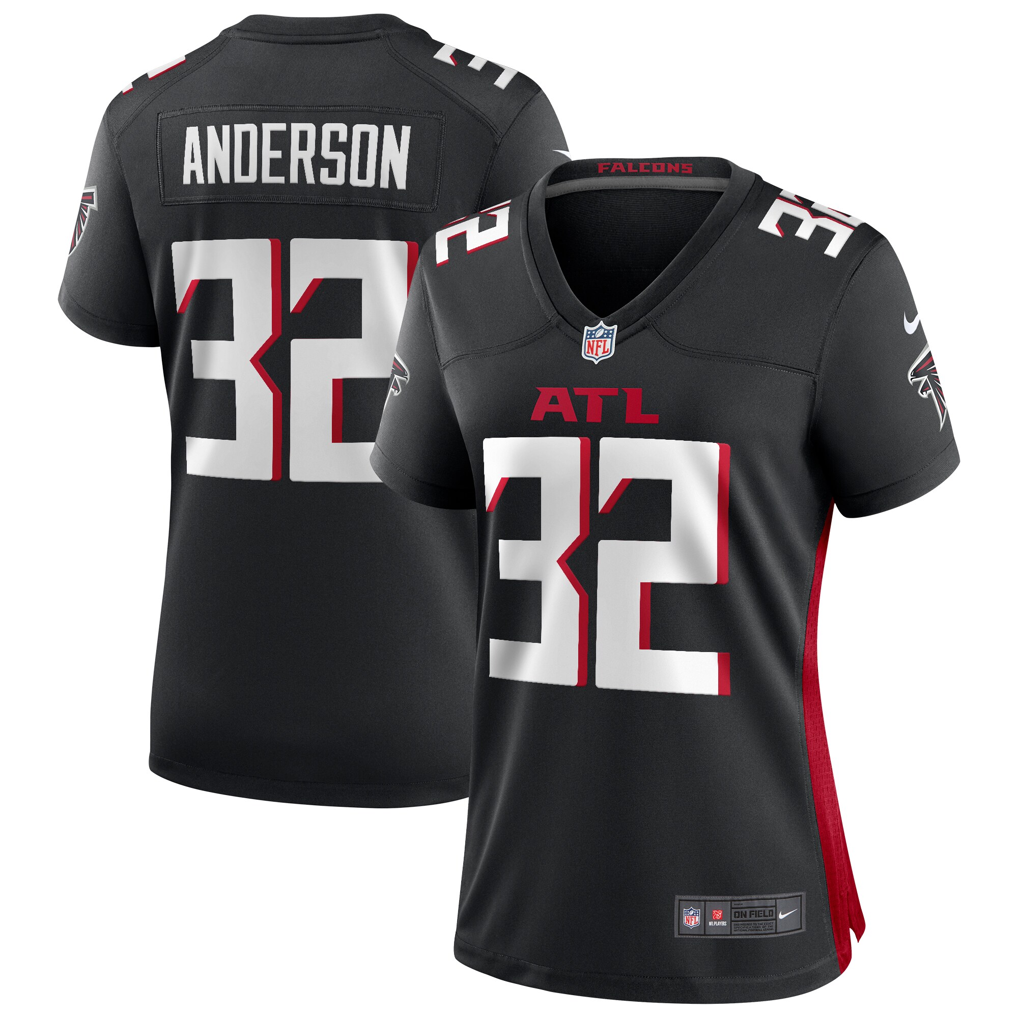 Jamal Anderson Atlanta Falcons  Women's Game Retired Player Jersey - Black