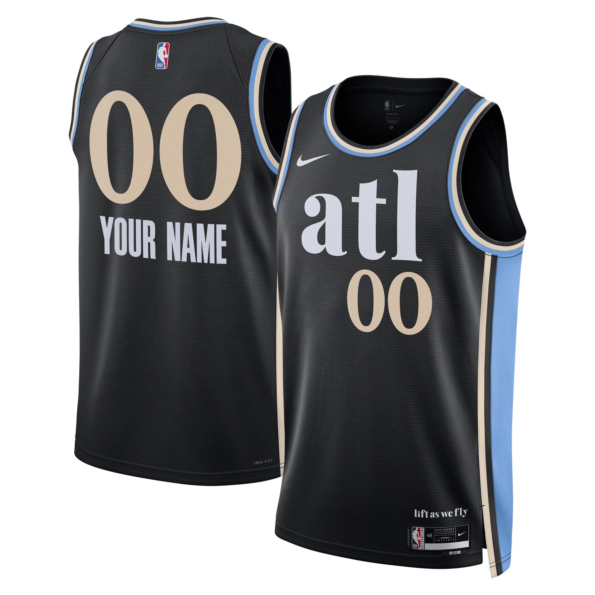 Atlanta Hawks  Unisex 2023\/24 Custom Swingman Jersey - Black - City Edition