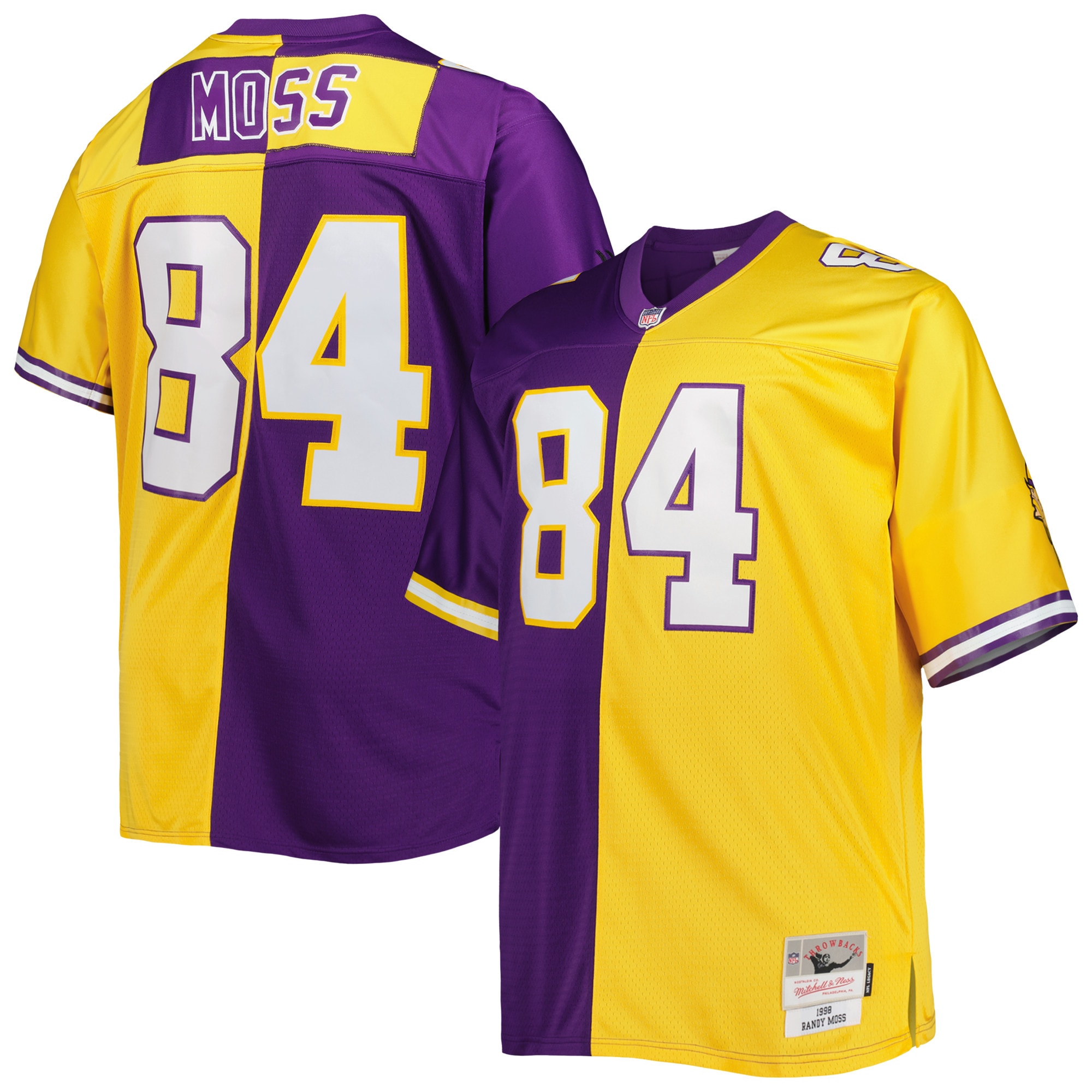 Randy Moss Minnesota Vikings Mitchell & Ness Big & Tall Split Legacy Retired Player Replica Jersey - Purple\/Gold