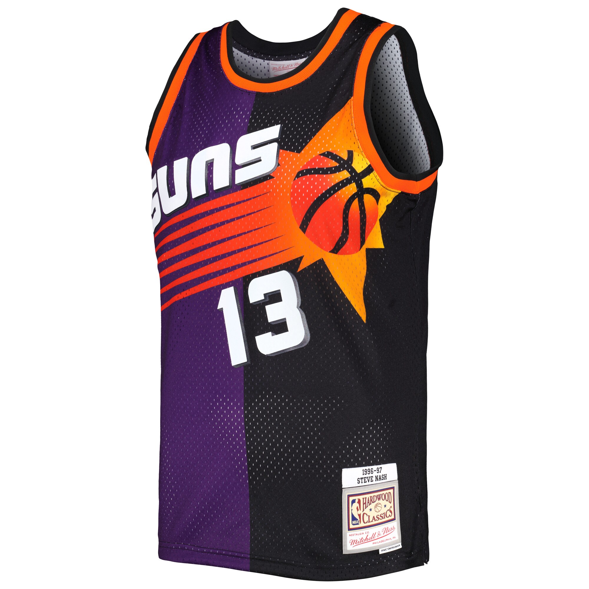 Steve Nash Phoenix Suns Mitchell & Ness Hardwood Classics 1996\/97 Split Swingman Jersey - Purple\/Black