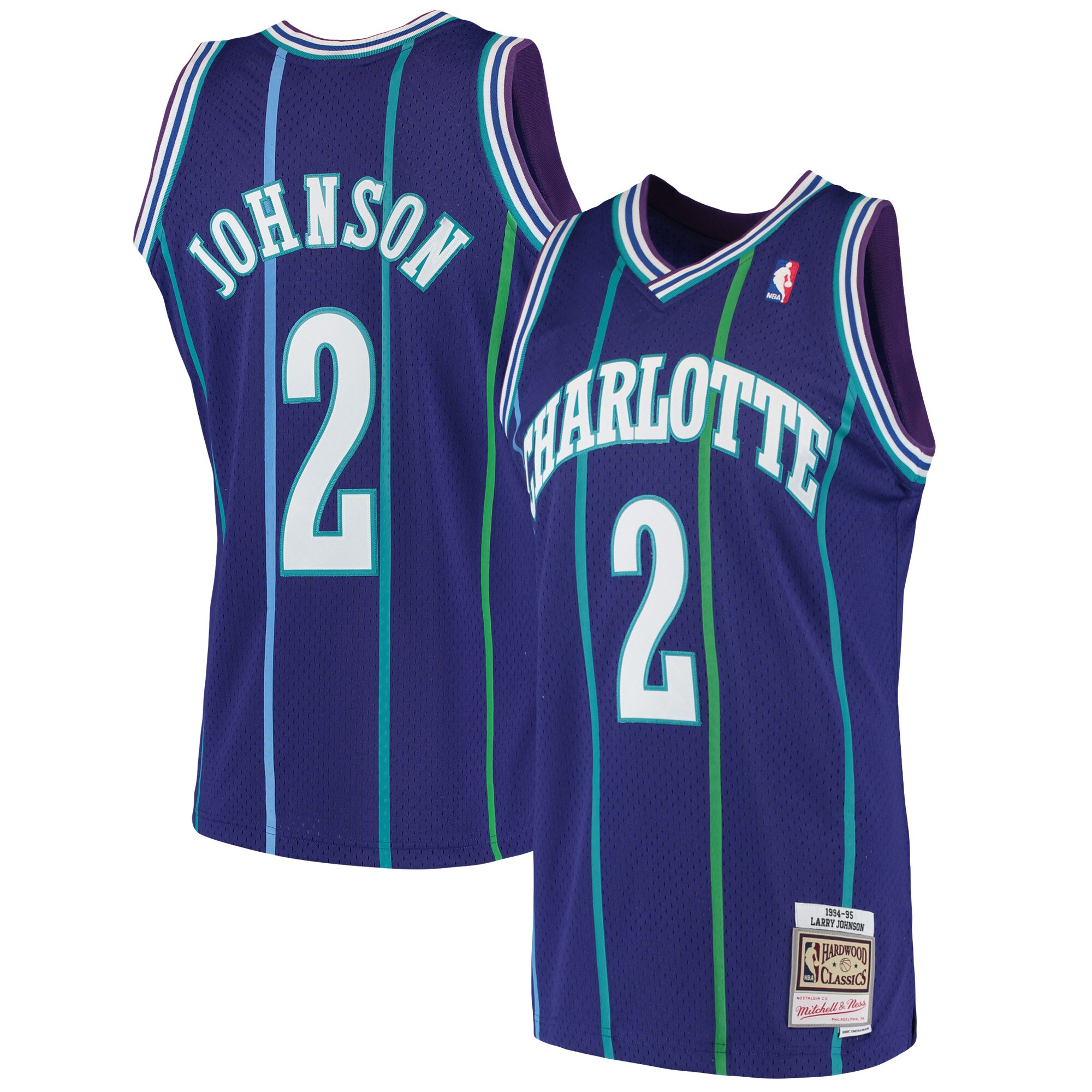 Larry Johnson Charlotte Hornets Mitchell & Ness 1994\/95 Hardwood Classics Swingman Jersey - Purple