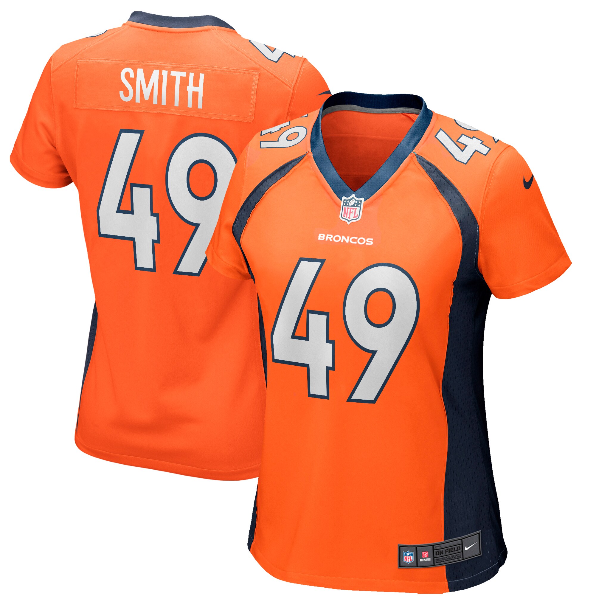 Dennis Smith Denver Broncos  Women's Game Retired Player Jersey - Orange