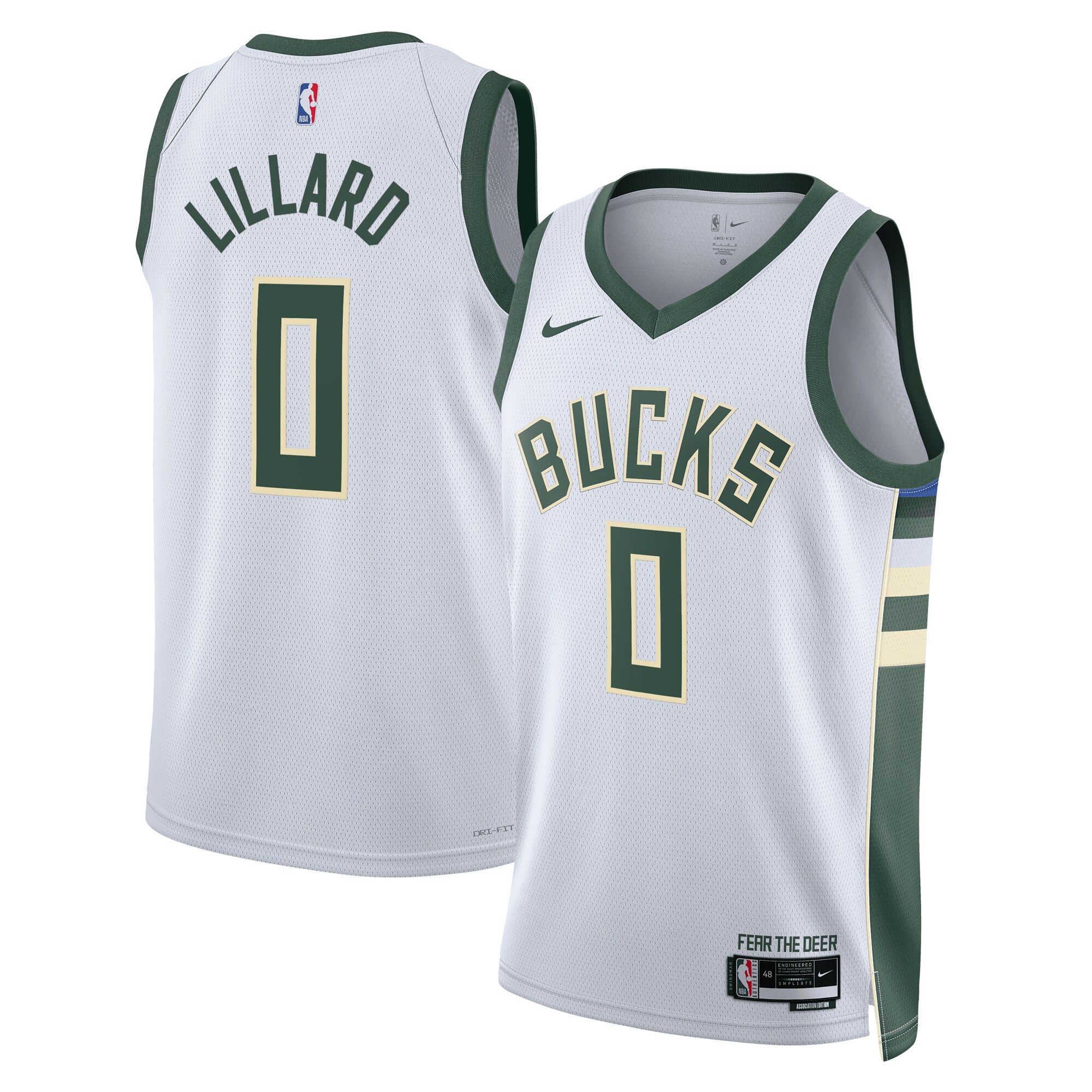 Damian Lillard Milwaukee Bucks  Unisex Fear The Deer Swingman Player Jersey - Association Edition - White