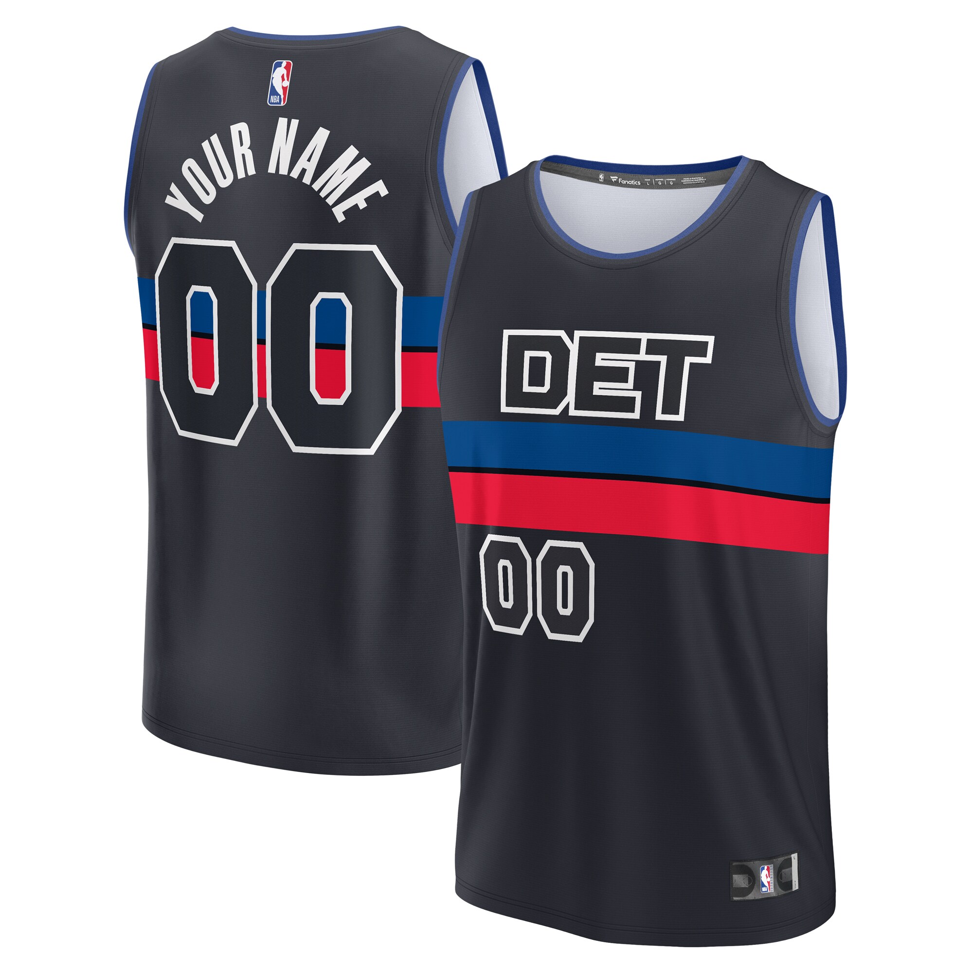 Detroit Pistons Fanatics Youth Fast Break Replica Custom Jersey - Statement Edition - Black
