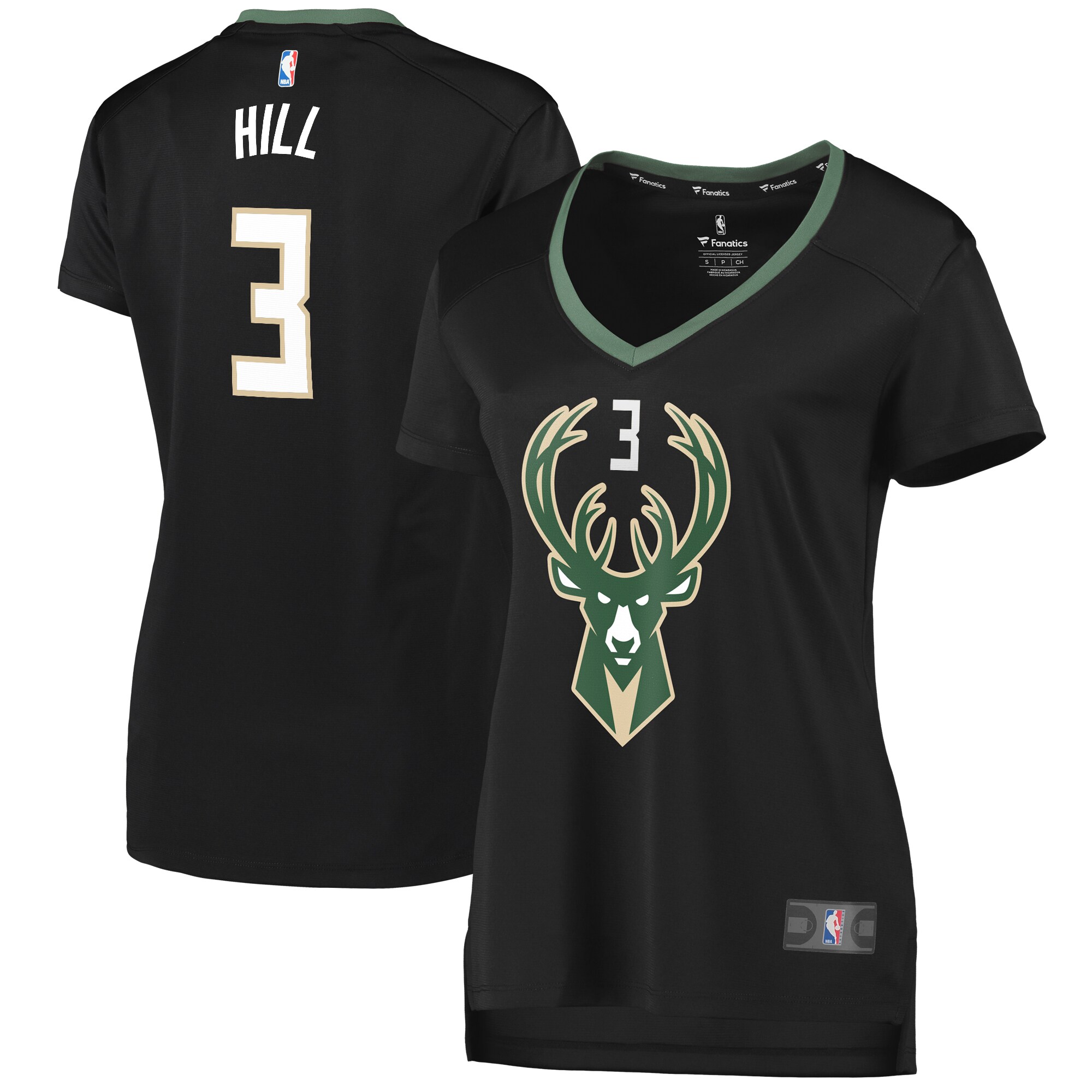 George Hill Milwaukee Bucks Fanatics Women's Fast Break Replica Player Jersey - Statement Edition - Black