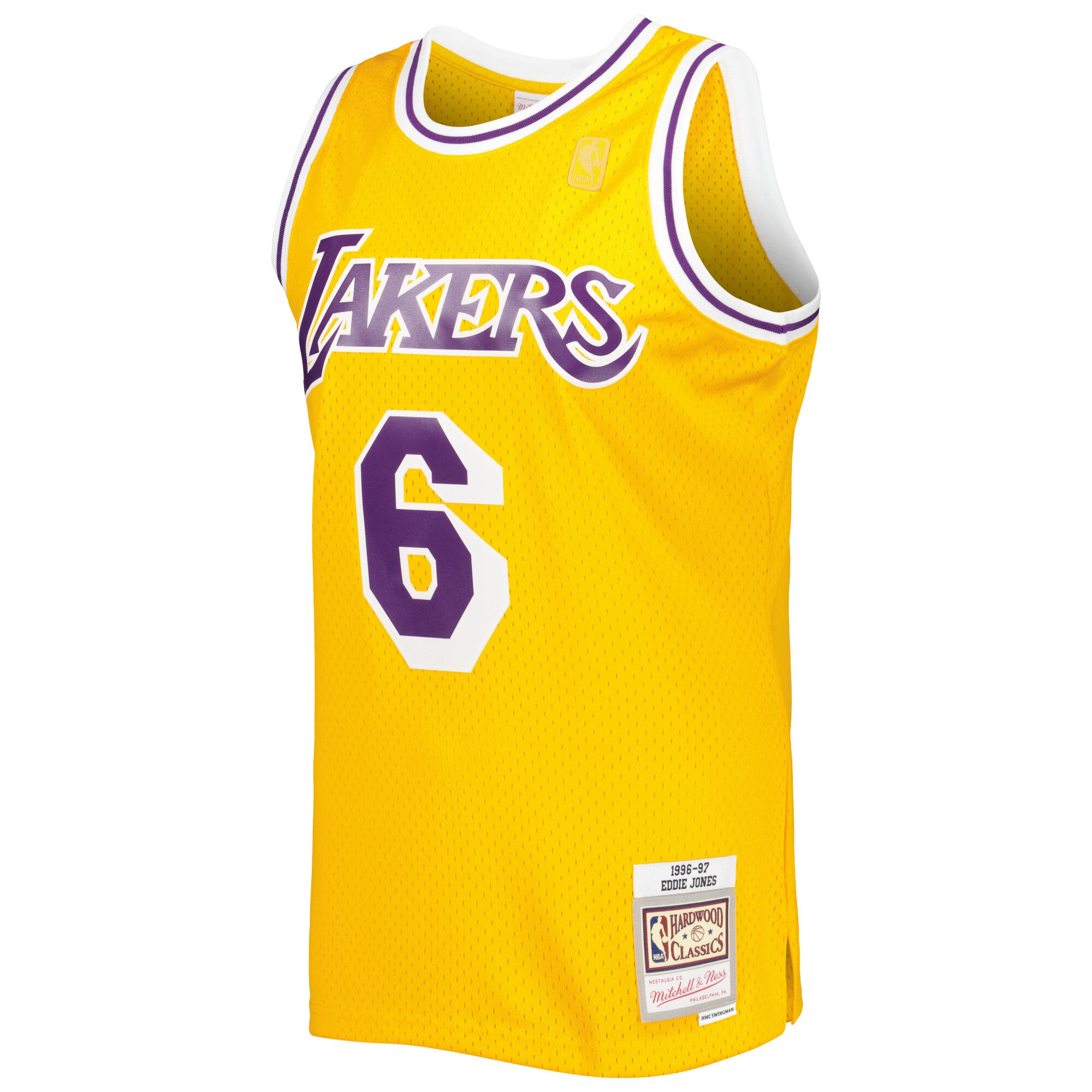 Eddie Jones Los Angeles Lakers Mitchell & Ness 1996\/97 Hardwood Classics Swingman Jersey - Gold