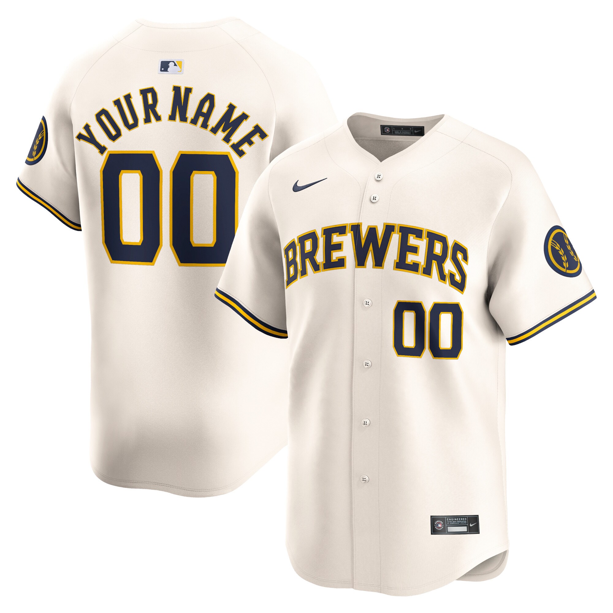 Milwaukee Brewers  Youth Home Limited Custom Jersey - Cream