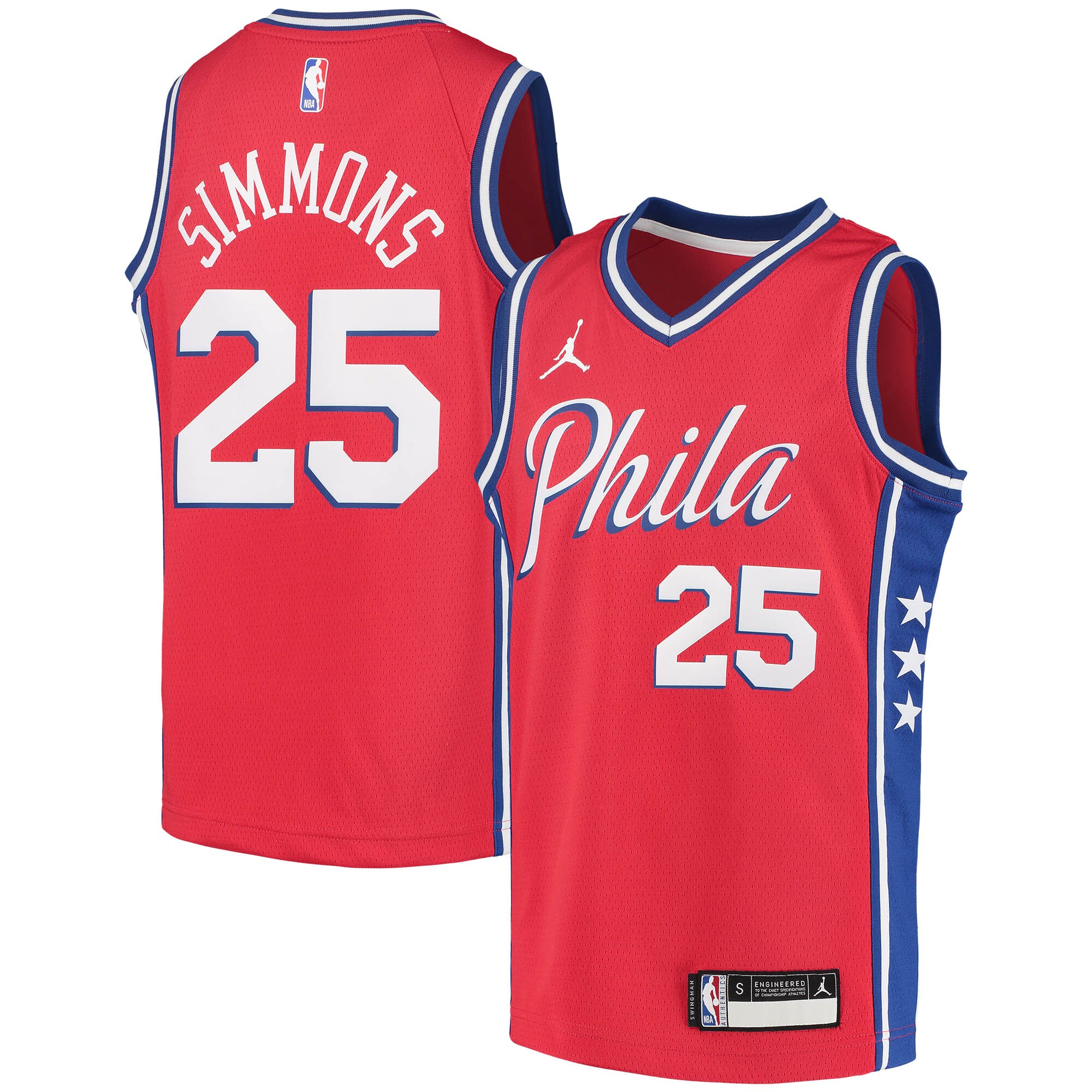 Ben Simmons Philadelphia 76ers Jordan Brand Youth 2020\/21 Swingman Player Jersey - Statement Edition - Red