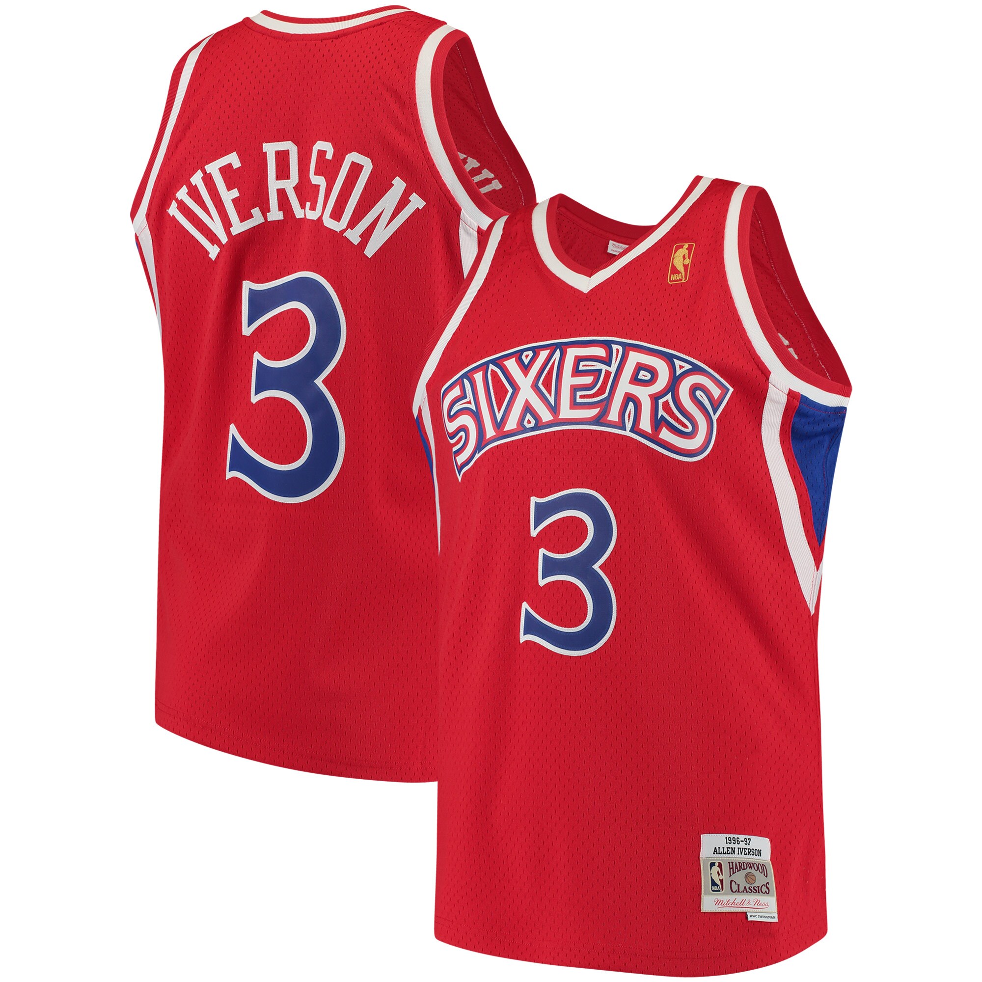 Allen Iverson Philadelphia 76ers Mitchell & Ness 1996\/97 Hardwood Classics Swingman Jersey - Red