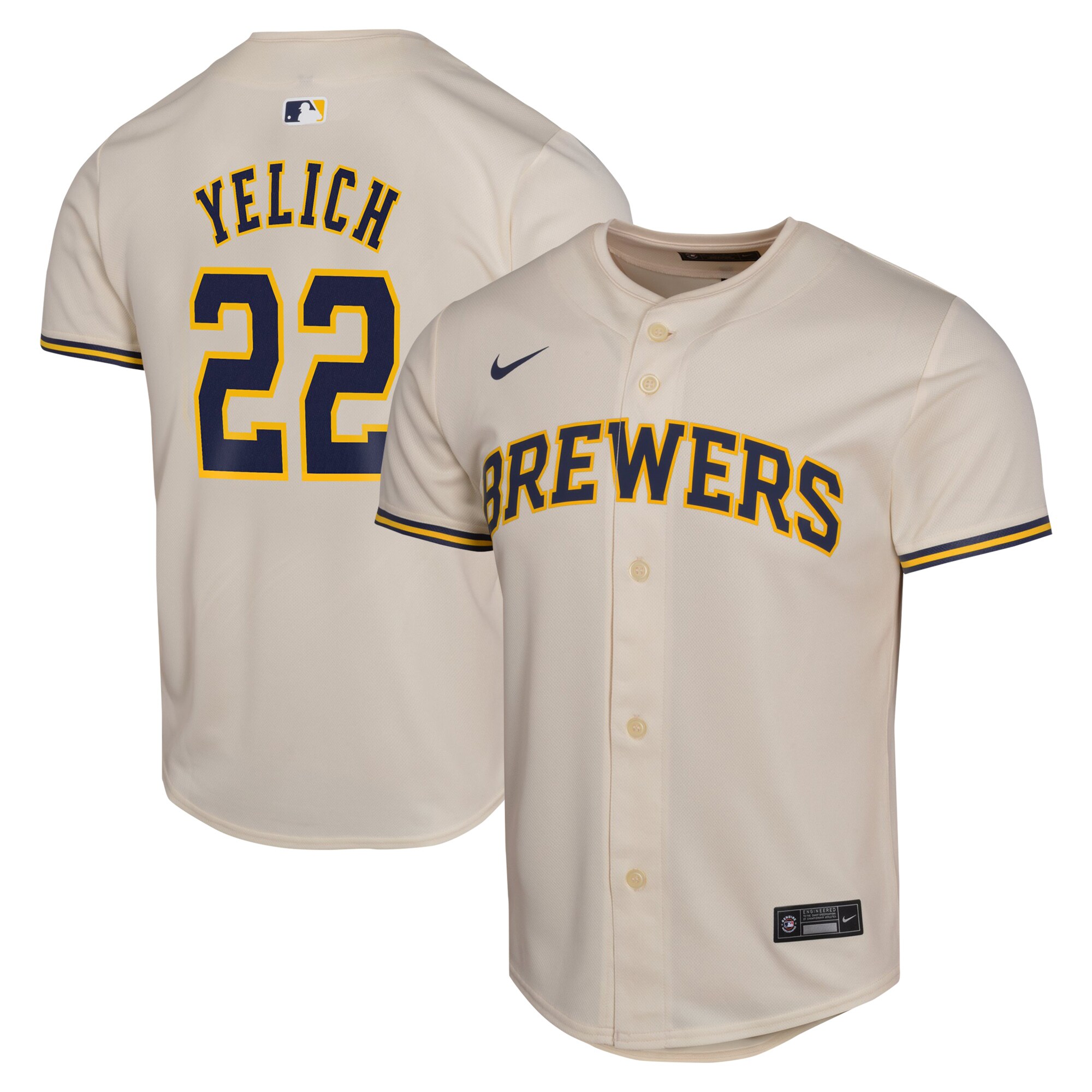 Christian Yelich Milwaukee Brewers  Youth Home Game Player Jersey - Cream