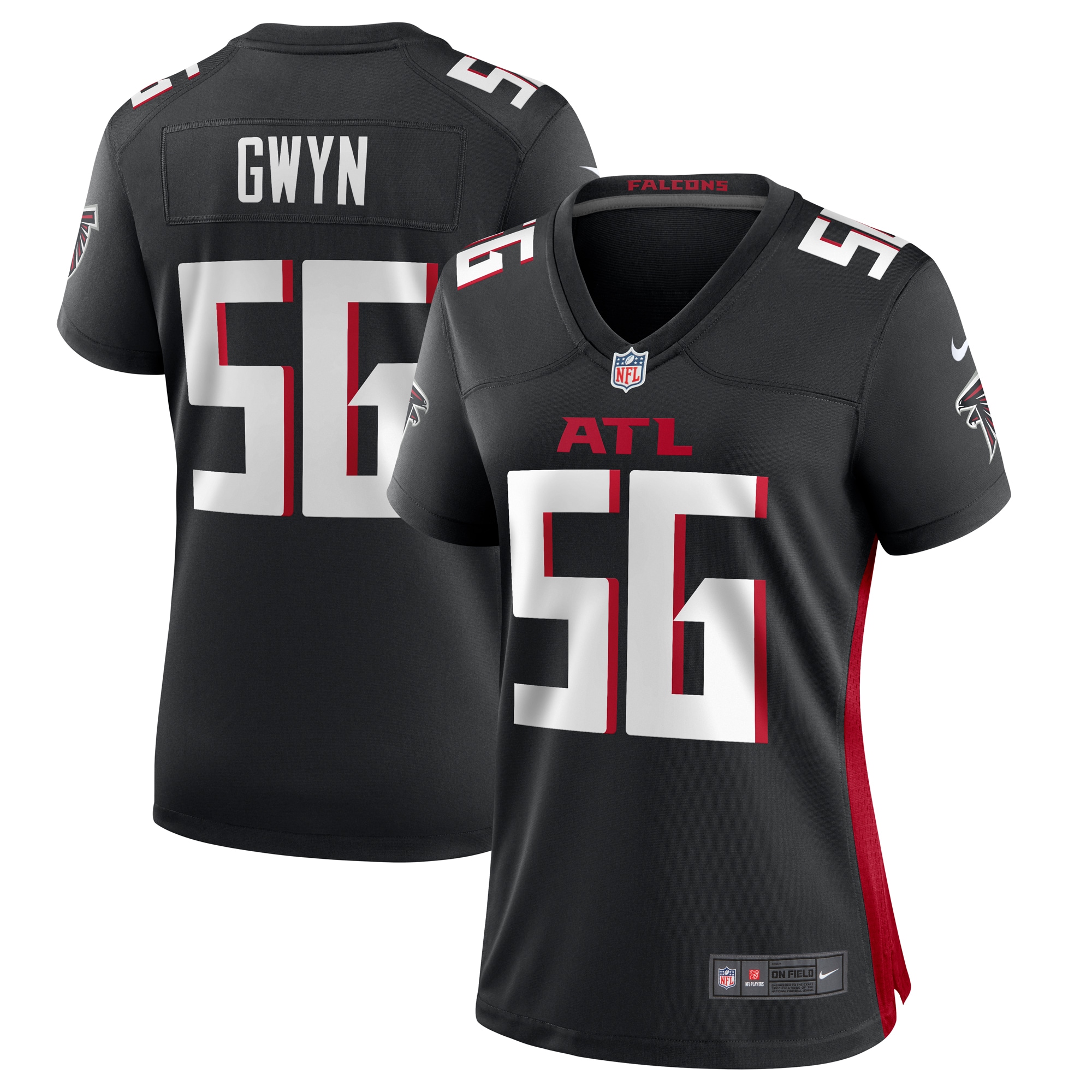 Jovaughn Gwyn Atlanta Falcons  Women's Team Game Jersey -  Black
