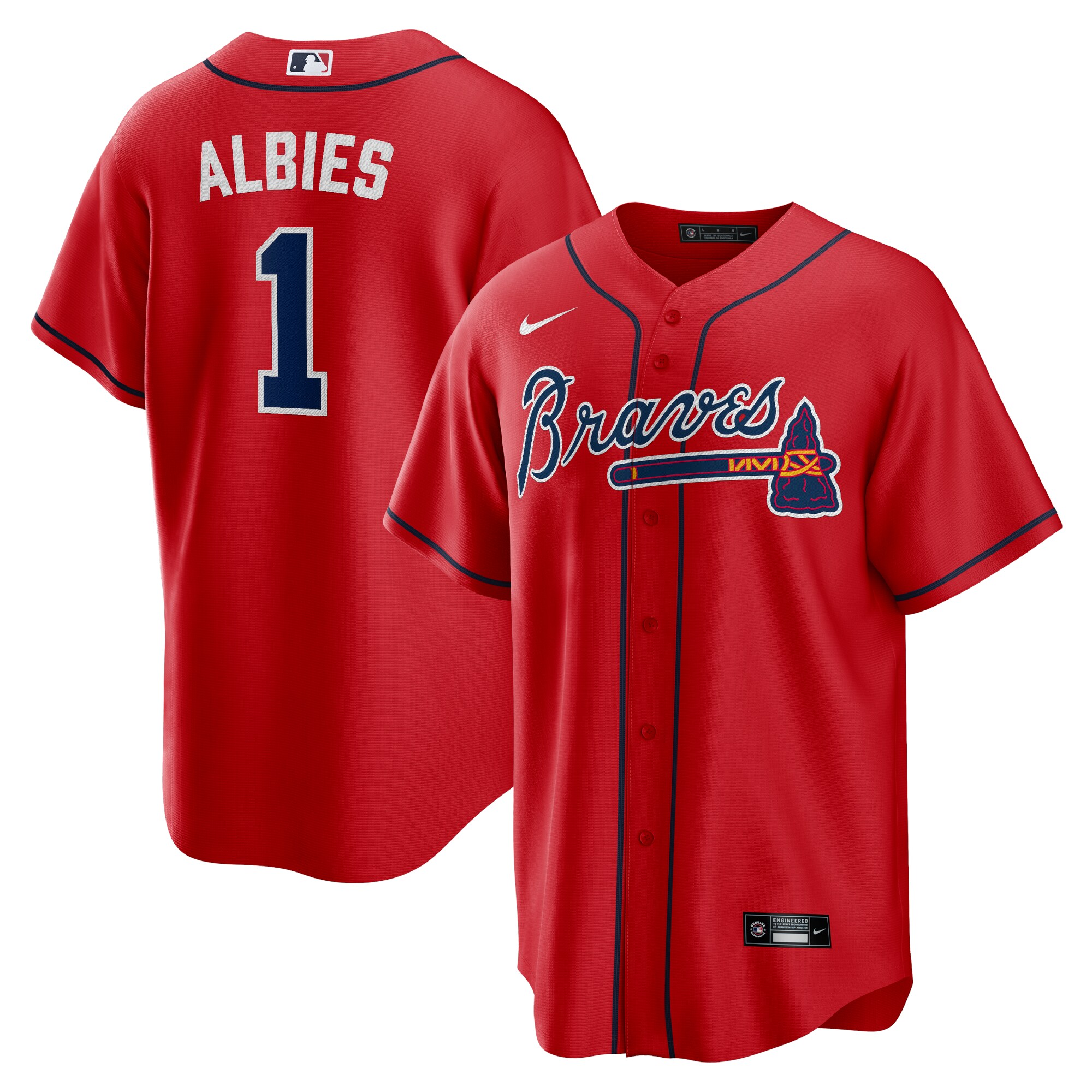 Ozzie Albies Atlanta Braves  Alternate Replica Player Name Jersey - Red