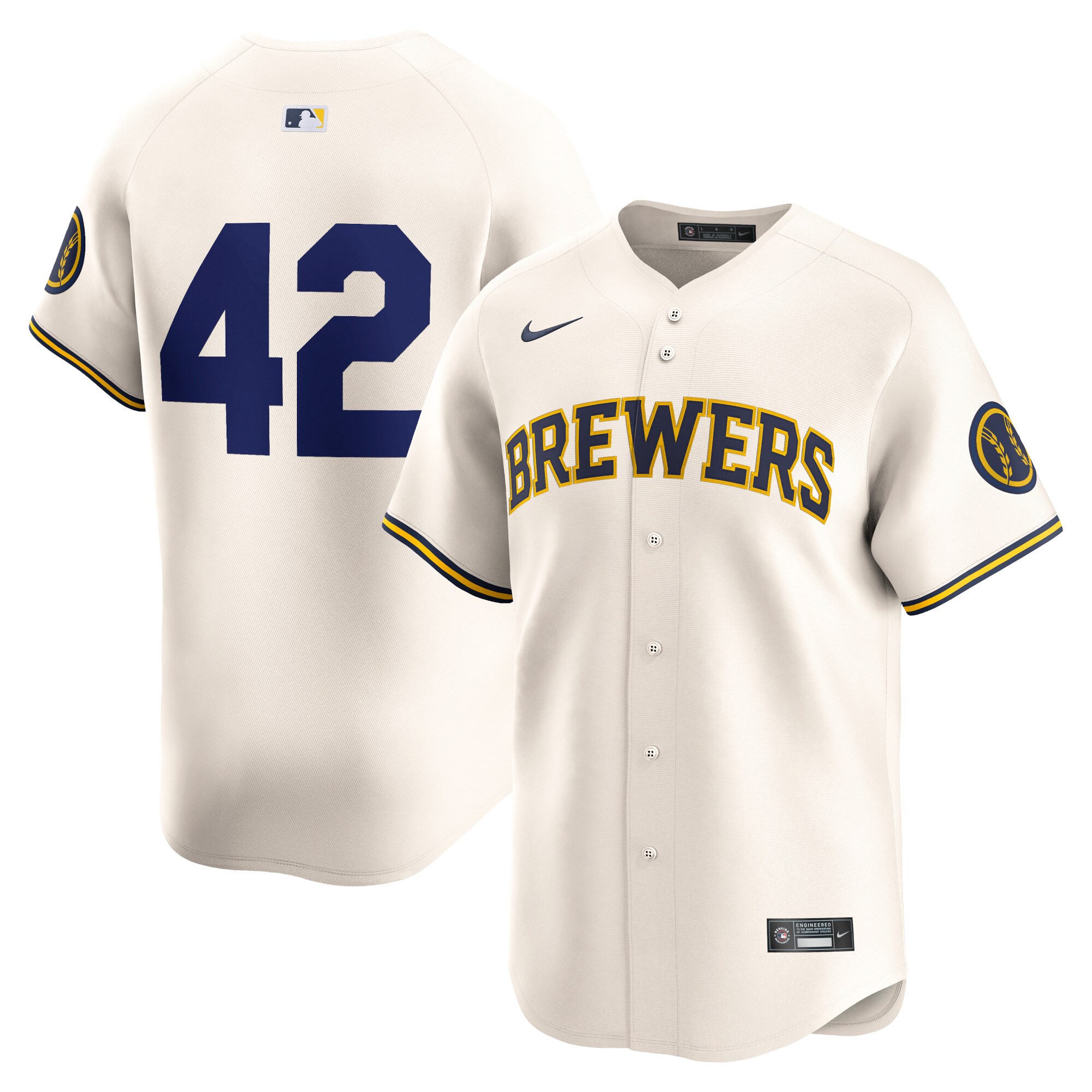 Milwaukee Brewers  2024 Jackie Robinson Day Home Limited Jersey\u00c2\u00a0\u00e2\u20ac\u201c Cream