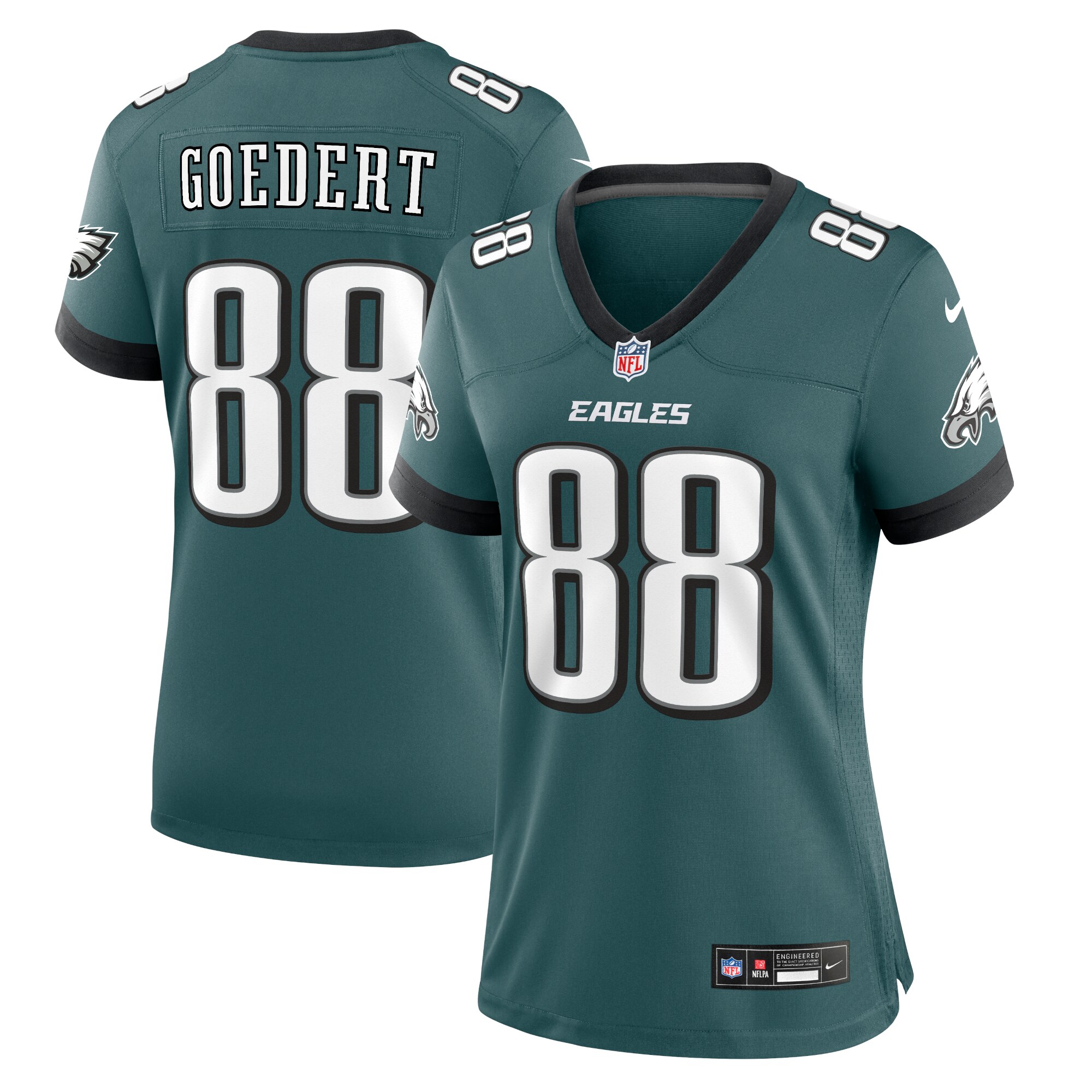 Dallas Goedert Philadelphia Eagles  Women's Team Game Jersey - Midnight Green