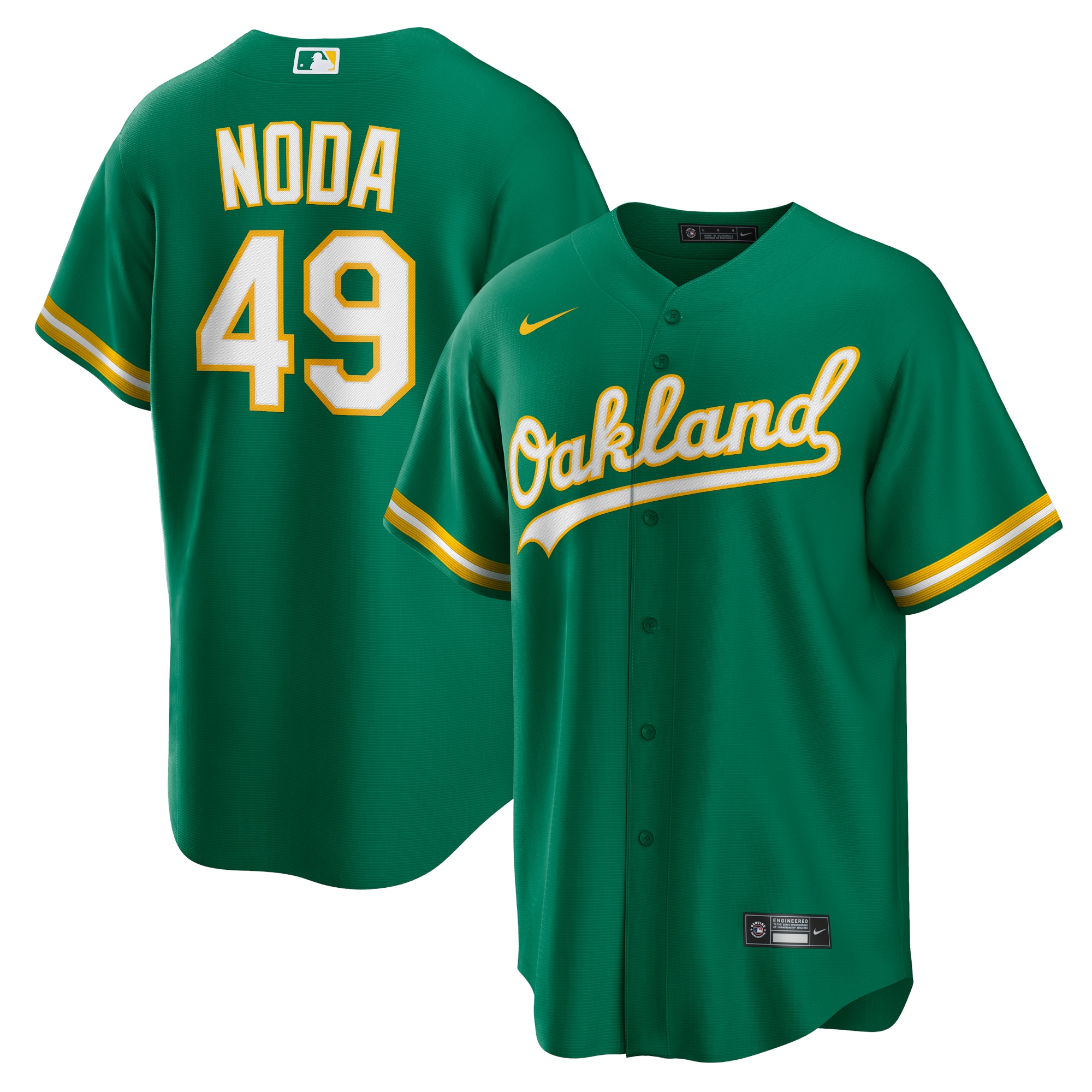 Ryan Noda Oakland Athletics  Alternate Replica Jersey - Kelly Green
