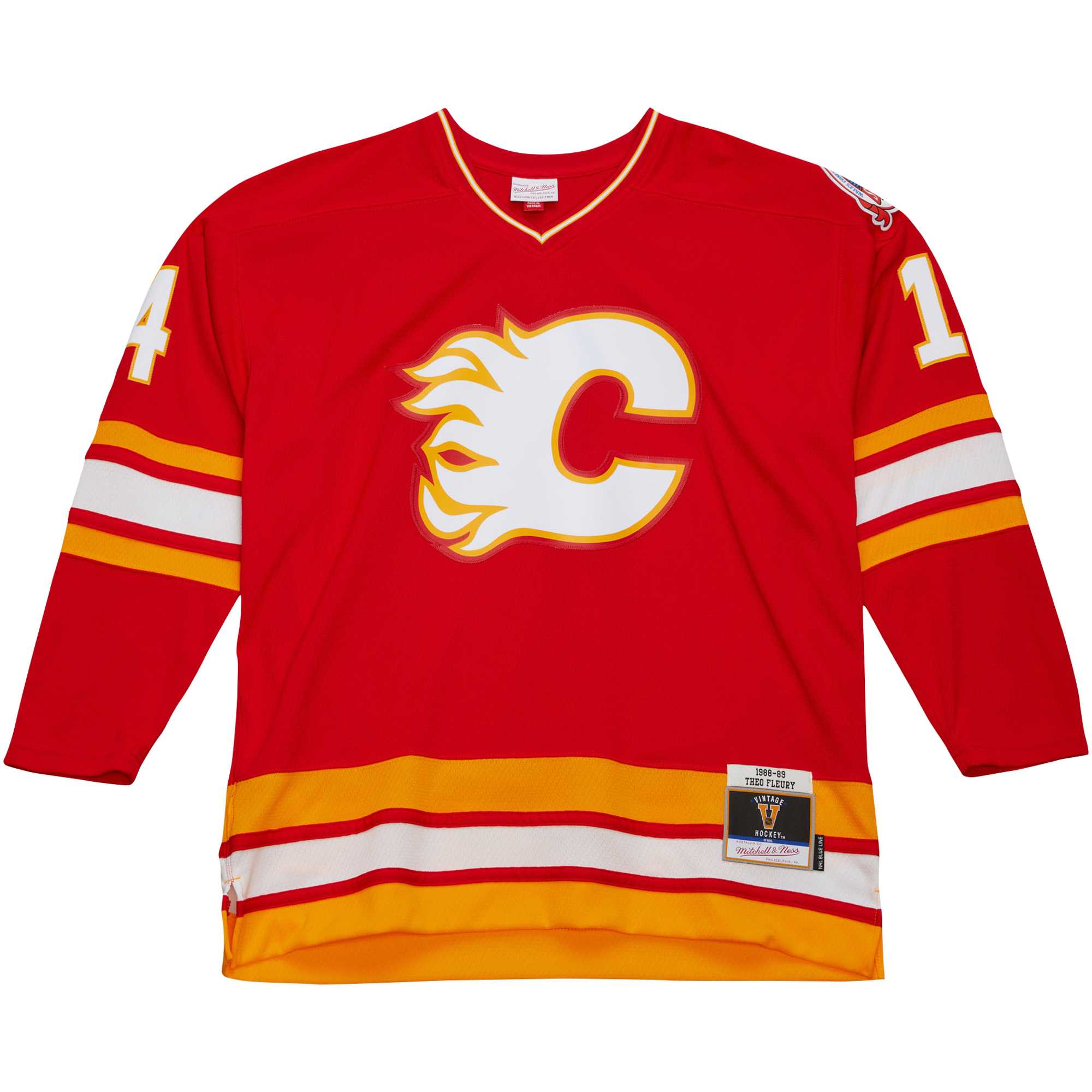 Theoren Fleury Calgary Flames Mitchell & Ness  1988\/89 Blue Line Player Jersey - Red