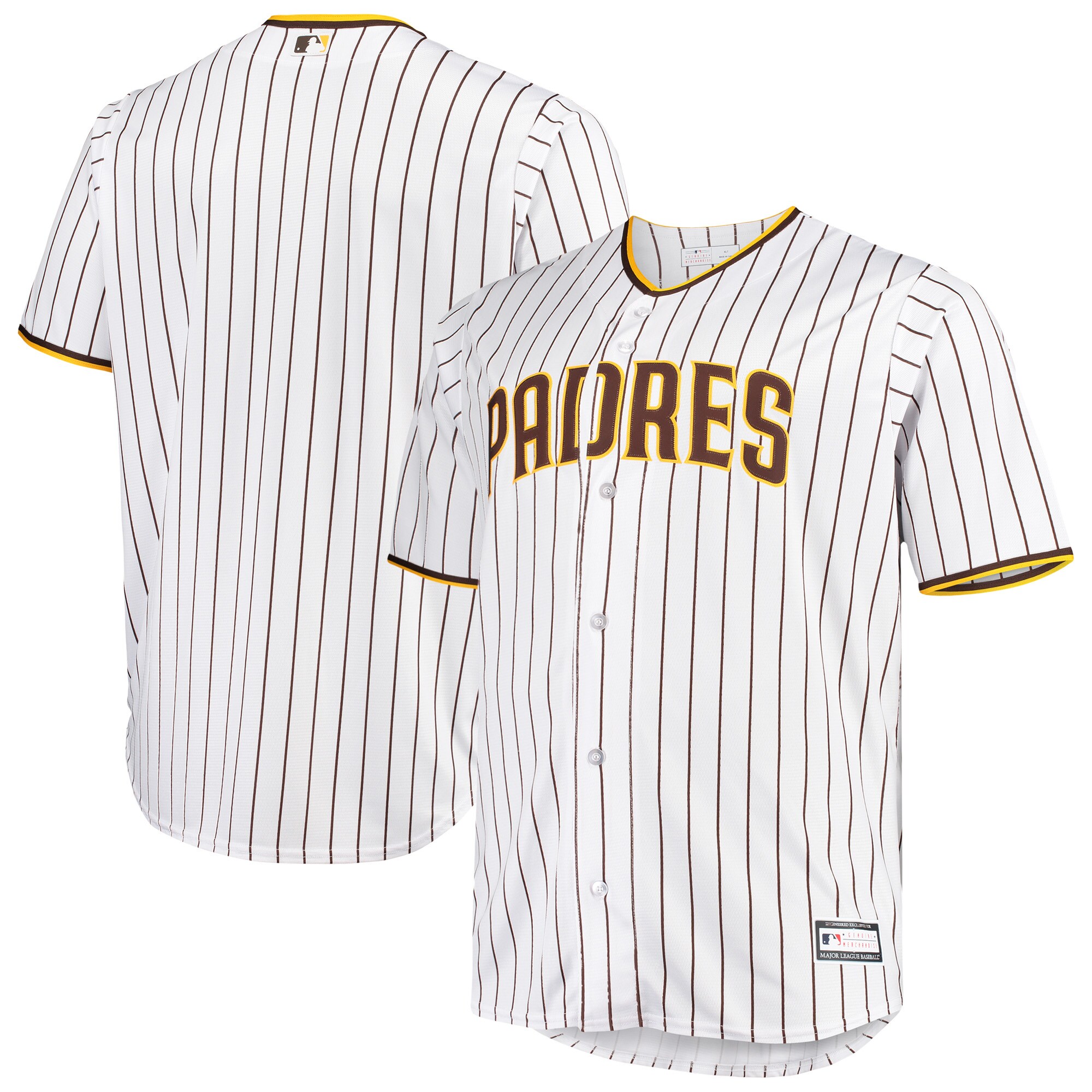 San Diego Padres Big & Tall Home Replica Team Jersey - White\/Brown