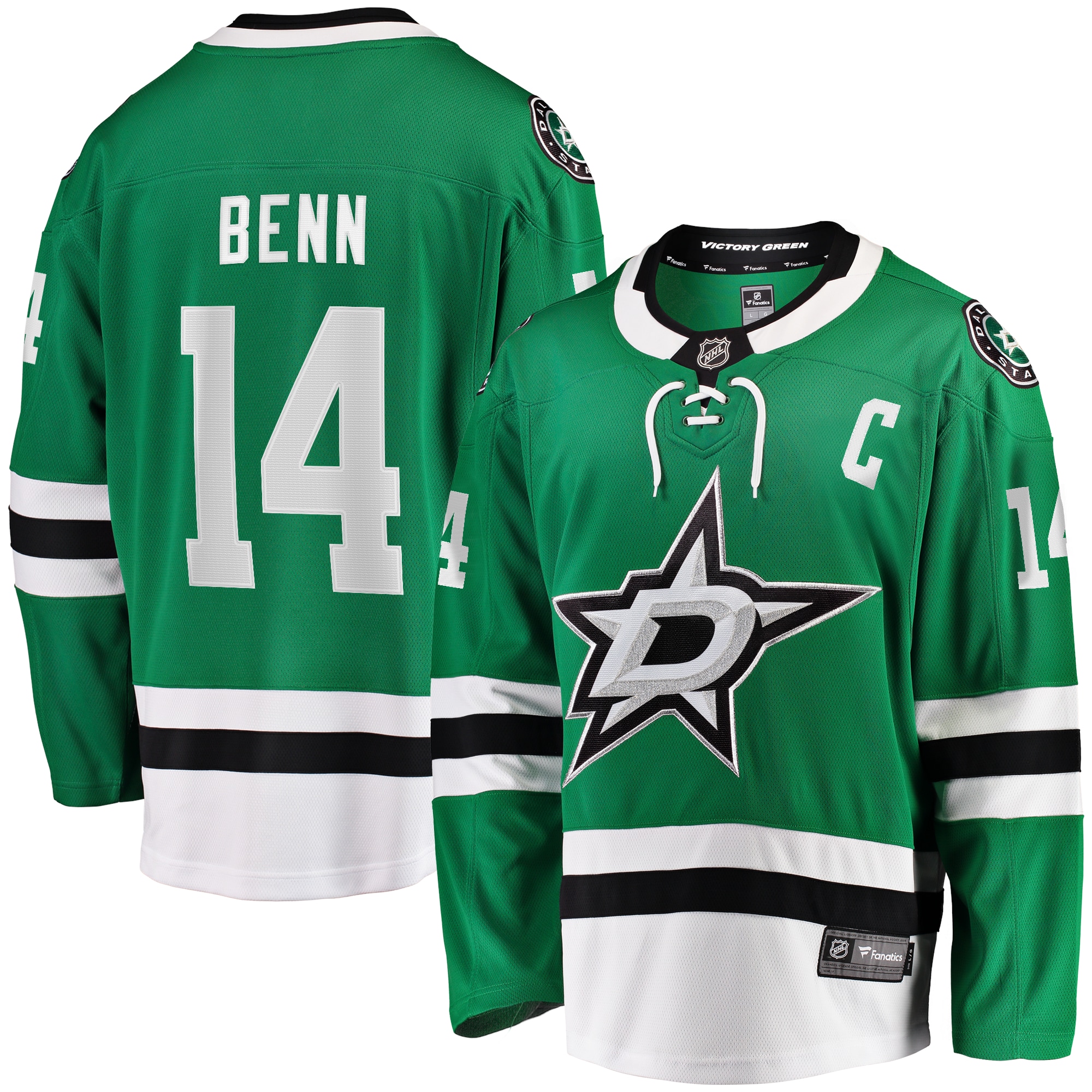 Jamie Benn Dallas Stars Fanatics Captain Patch Home Breakaway Jersey - Kelly Green