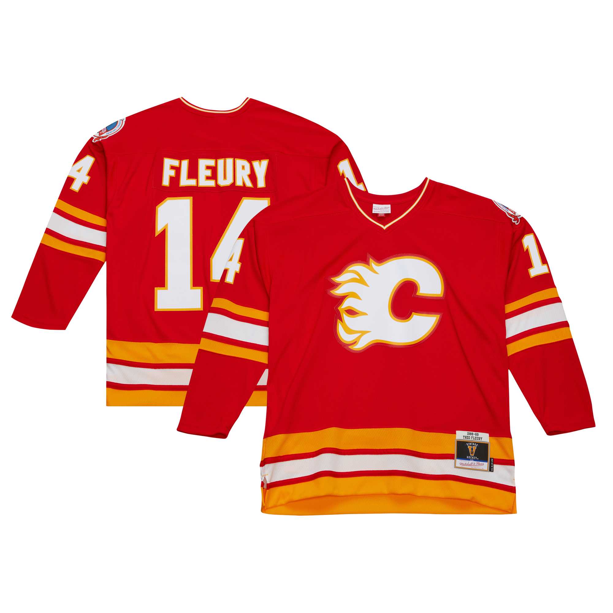 Theoren Fleury Calgary Flames Mitchell & Ness  1988\/89 Blue Line Player Jersey - Red
