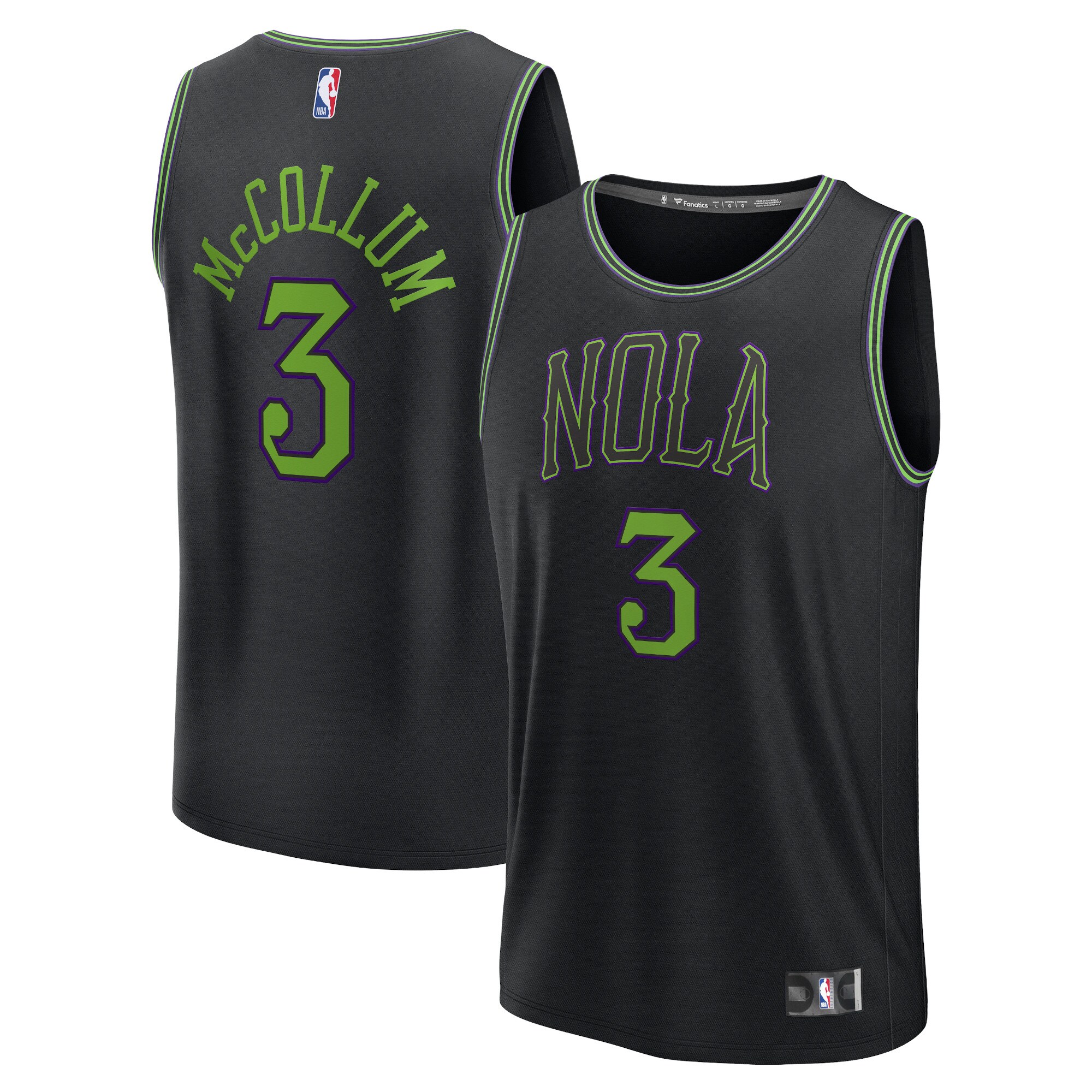 CJ McCollum New Orleans Pelicans Fanatics Fast Break Jersey - Black - City Edition