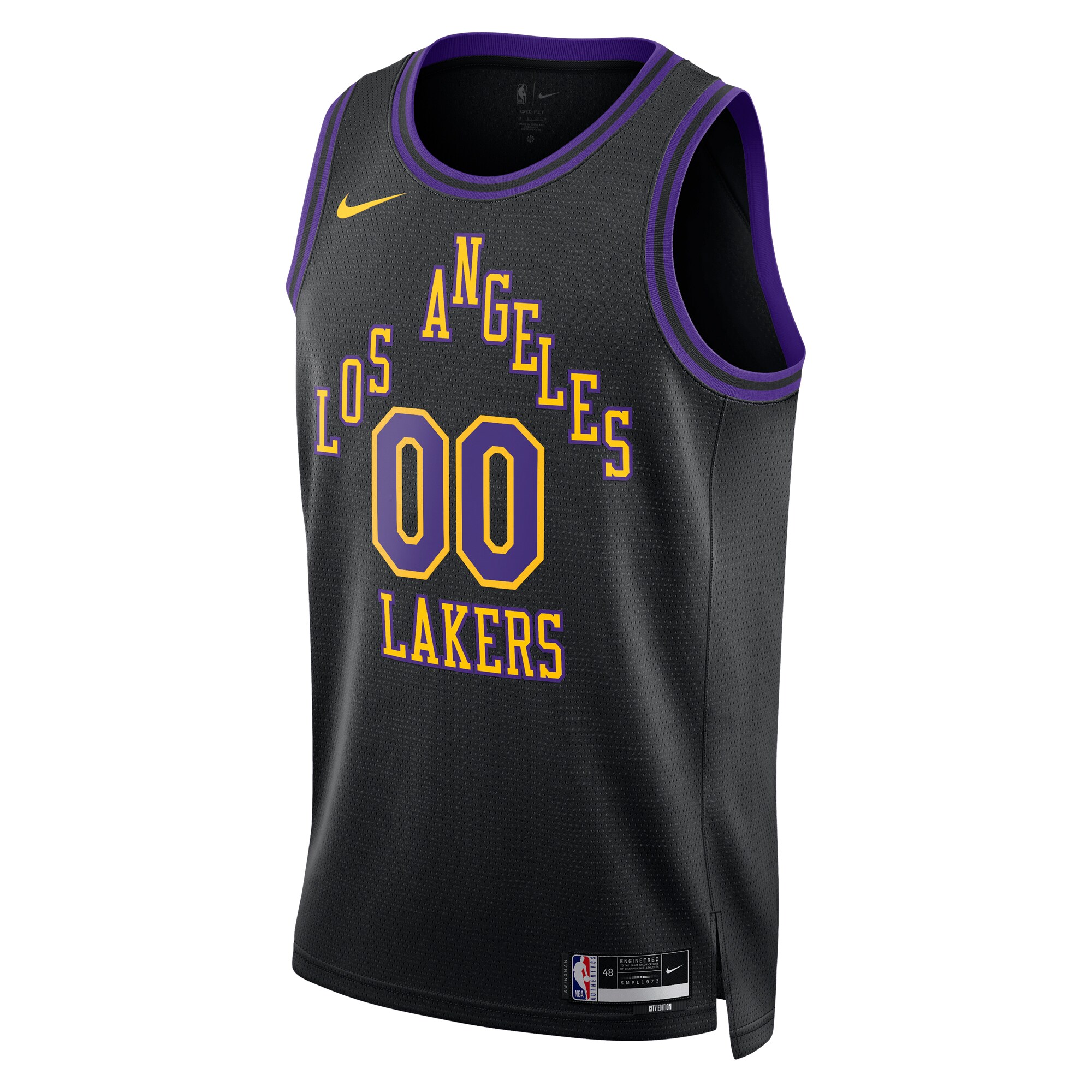 Los Angeles Lakers  Unisex 2023\/24 Custom Swingman Jersey - Black - City Edition