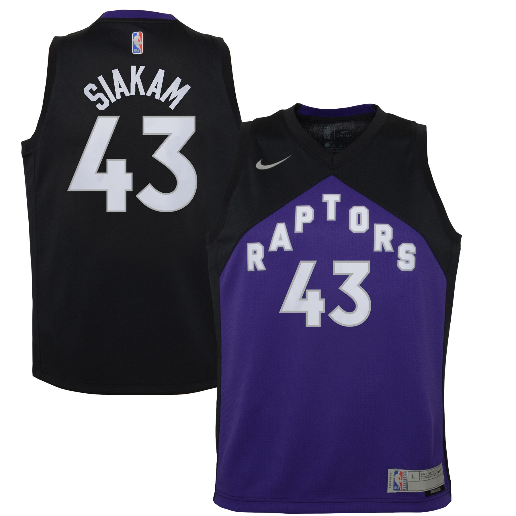 Pascal Siakam Toronto Raptors  Youth 2020\/21 Swingman Player Jersey Black\/Purple - Earned Edition