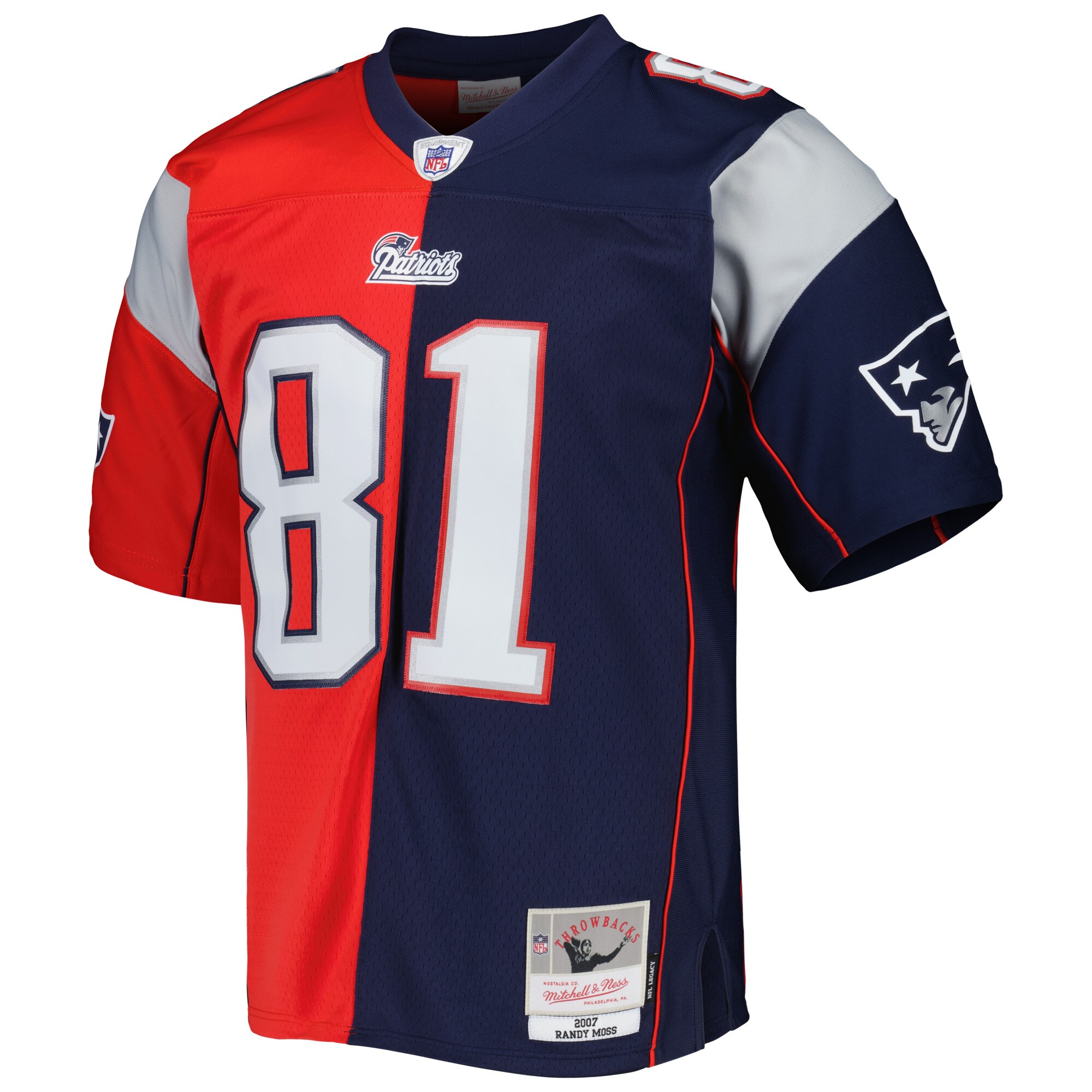 Randy Moss New England Patriots Mitchell & Ness 2007 Split Legacy Replica Jersey - Navy\/Red