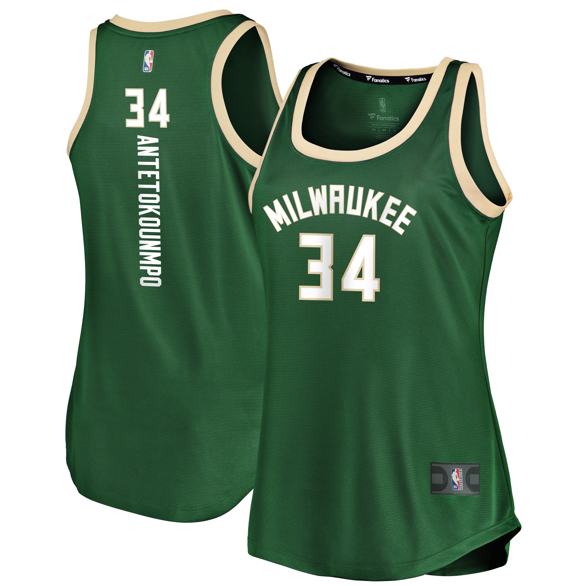 Giannis Antetokounmpo Milwaukee Bucks Fanatics Women's Fast Break Tank Jersey - Icon Edition - Hunter Green