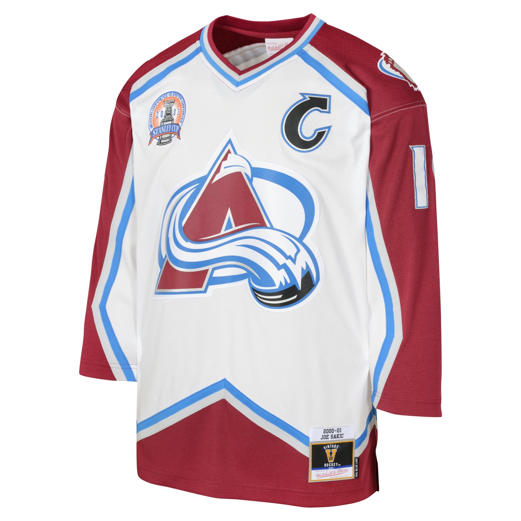 Joe Sakic Colorado Avalanche Mitchell & Ness Youth 2000 Blue Line Player Jersey - White