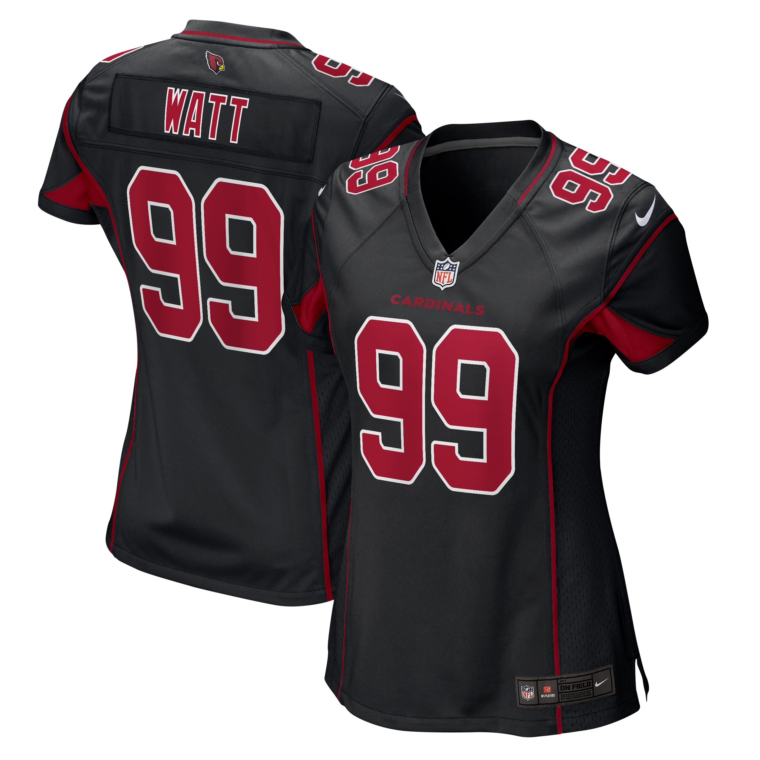 J.J. Watt Arizona Cardinals  Women's 2nd Alternate Game Jersey - Black