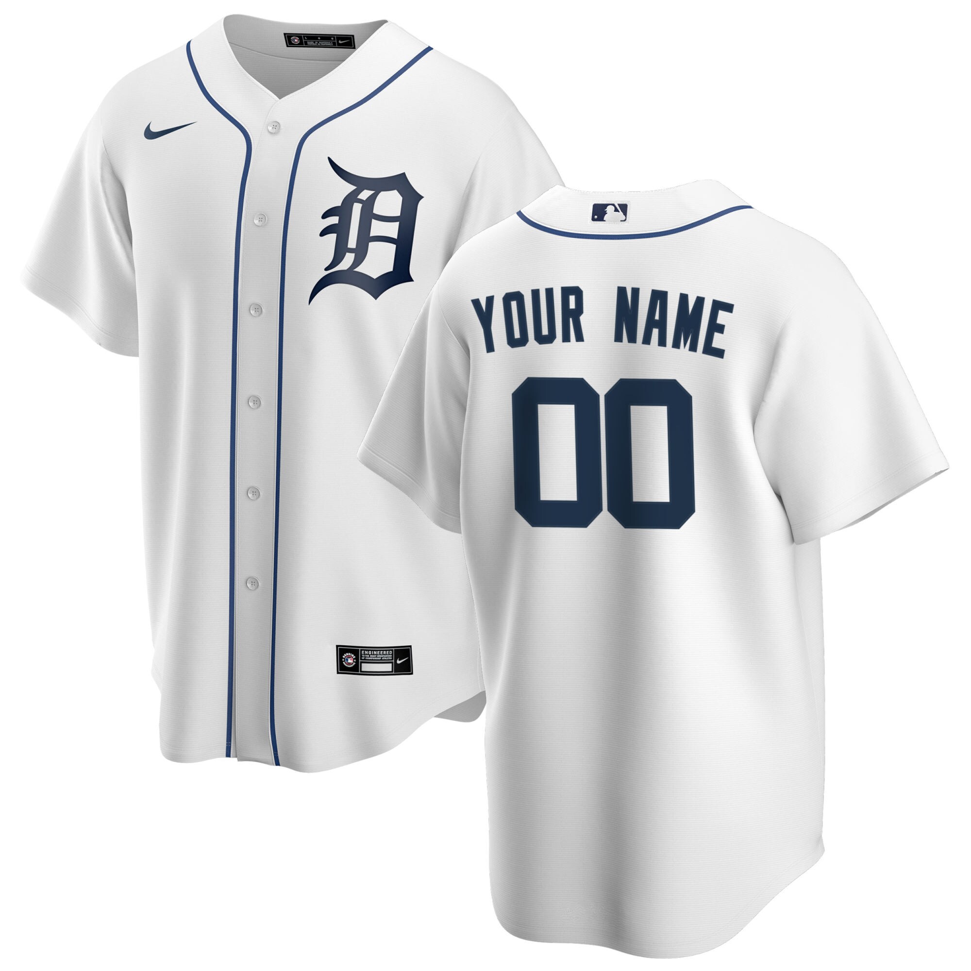 Detroit Tigers  Home Replica Custom Jersey - White