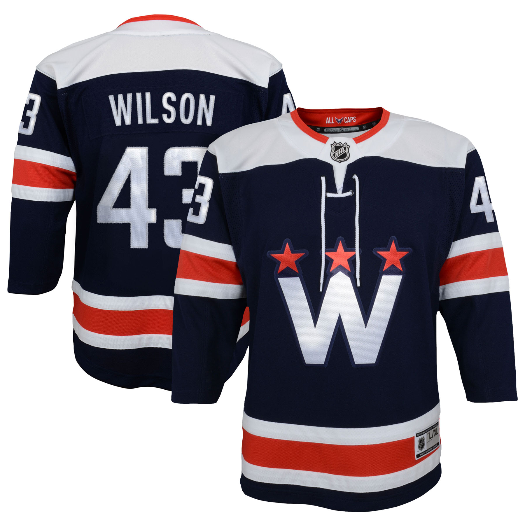 Tom Wilson Washington Capitals Youth 2020\/21 Alternate Premier Player Jersey - Navy