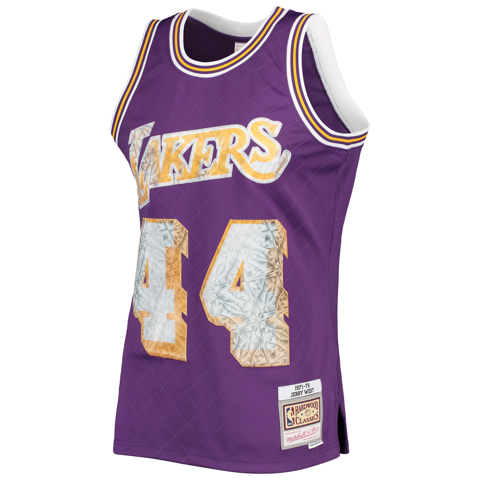 Jerry West Los Angeles Lakers Mitchell & Ness 1971\/72 Hardwood Classics NBA 75th Anniversary Diamond Swingman Jersey - Purple