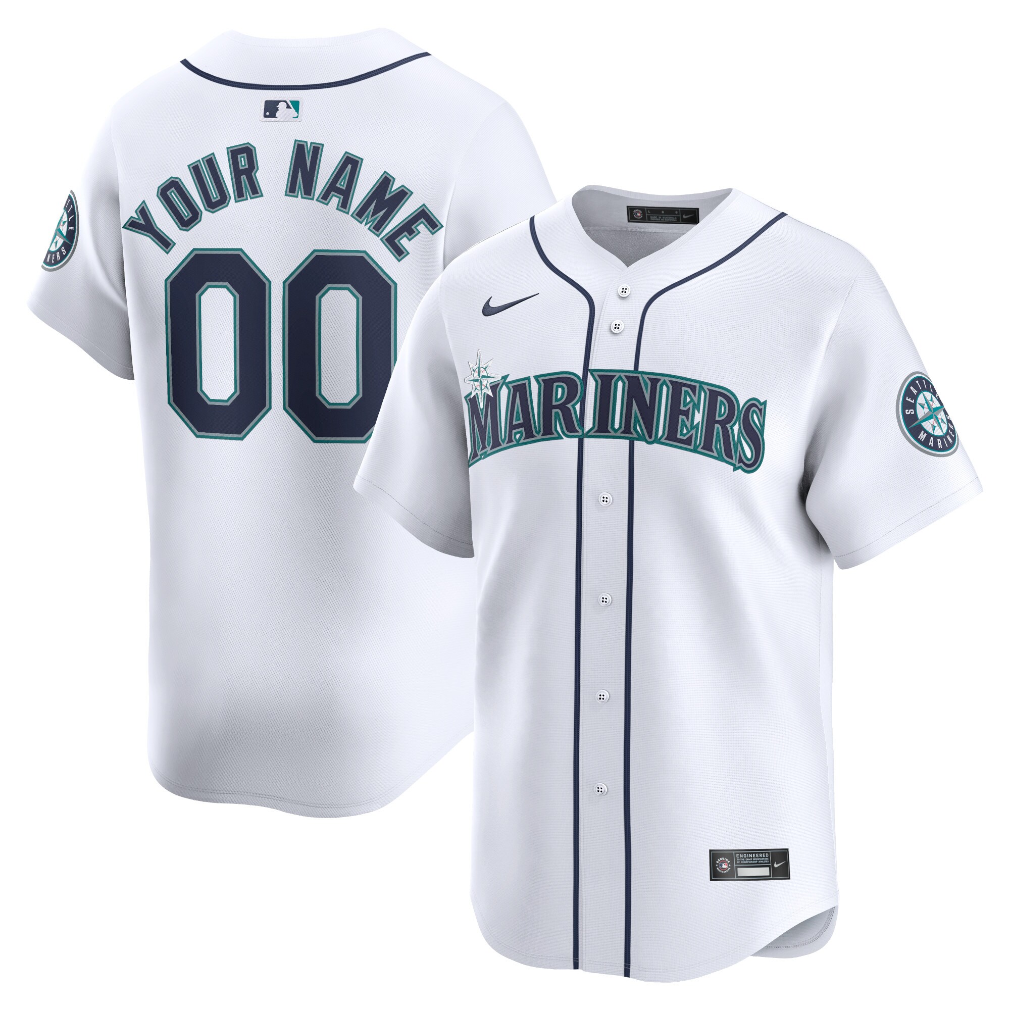 Seattle Mariners  Youth Home Limited Custom Jersey - White