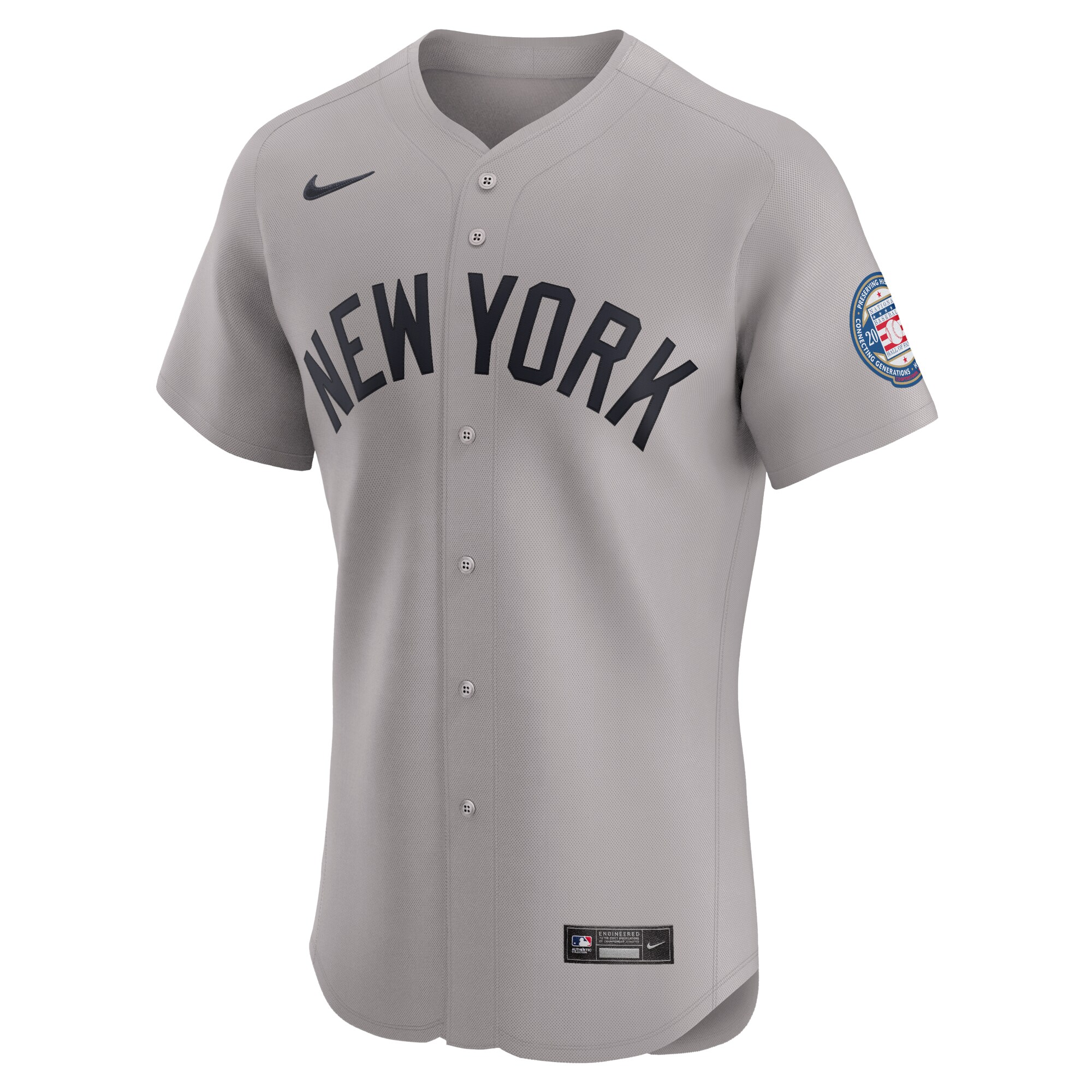 Derek Jeter New York Yankees  Road 2020 Hall of Fame Induction Patch Elite Player Jersey - Gray