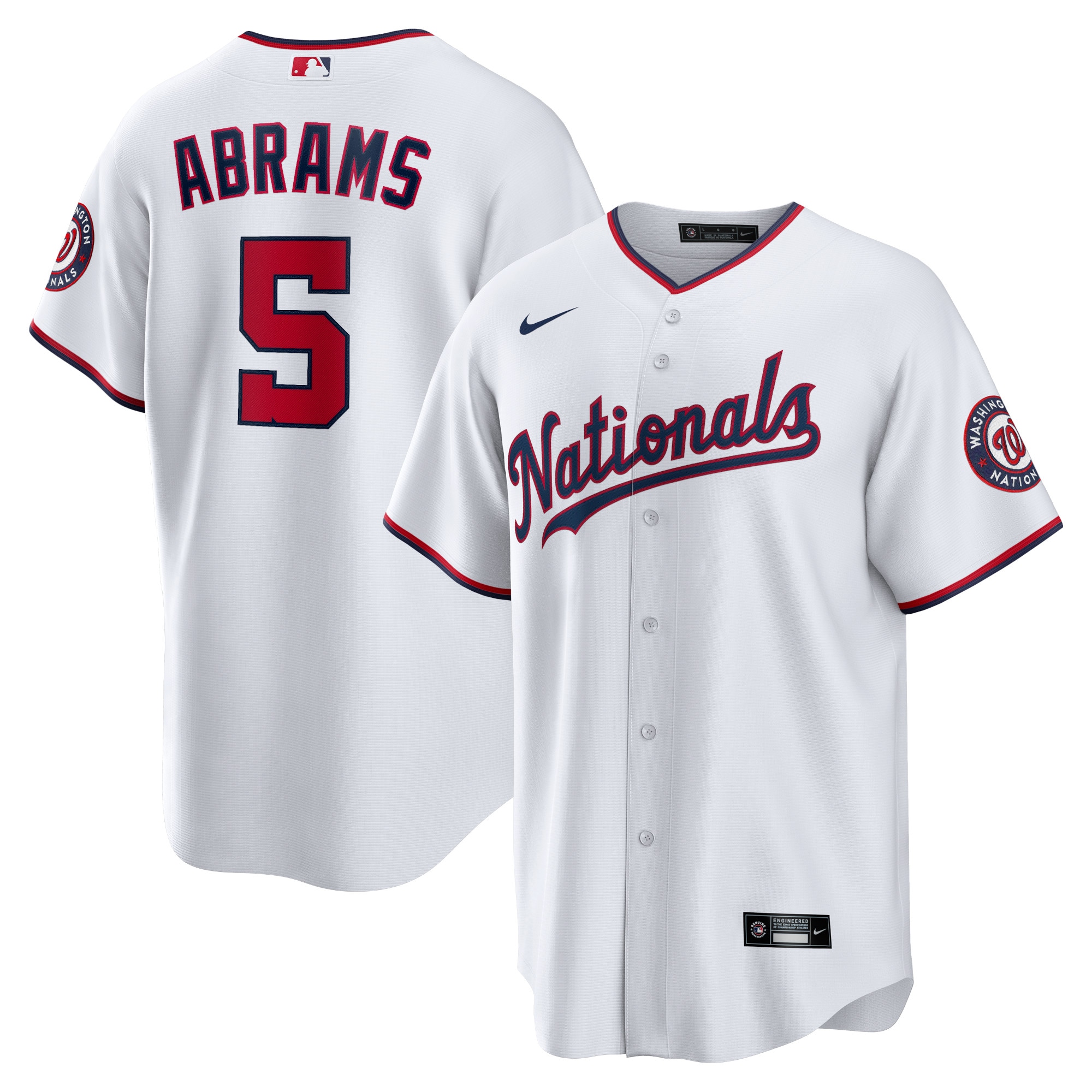 C.J. Abrams Washington Nationals  Home Replica Jersey  - White