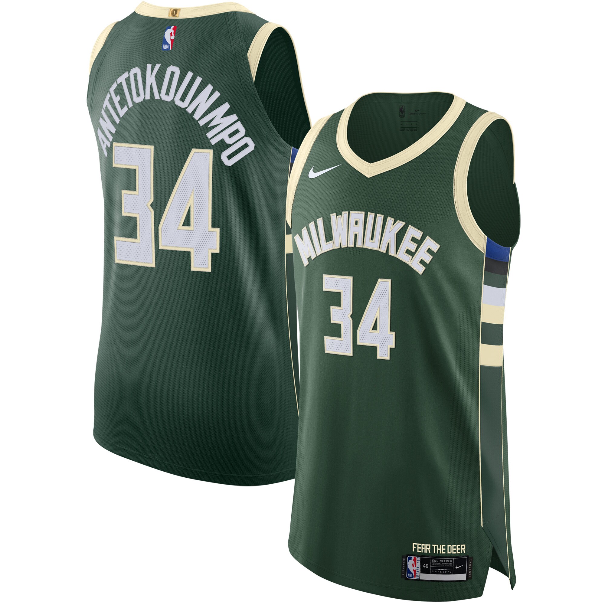 Giannis Antetokounmpo Milwaukee Bucks  Authentic Jersey - Icon Edition - Hunter Green