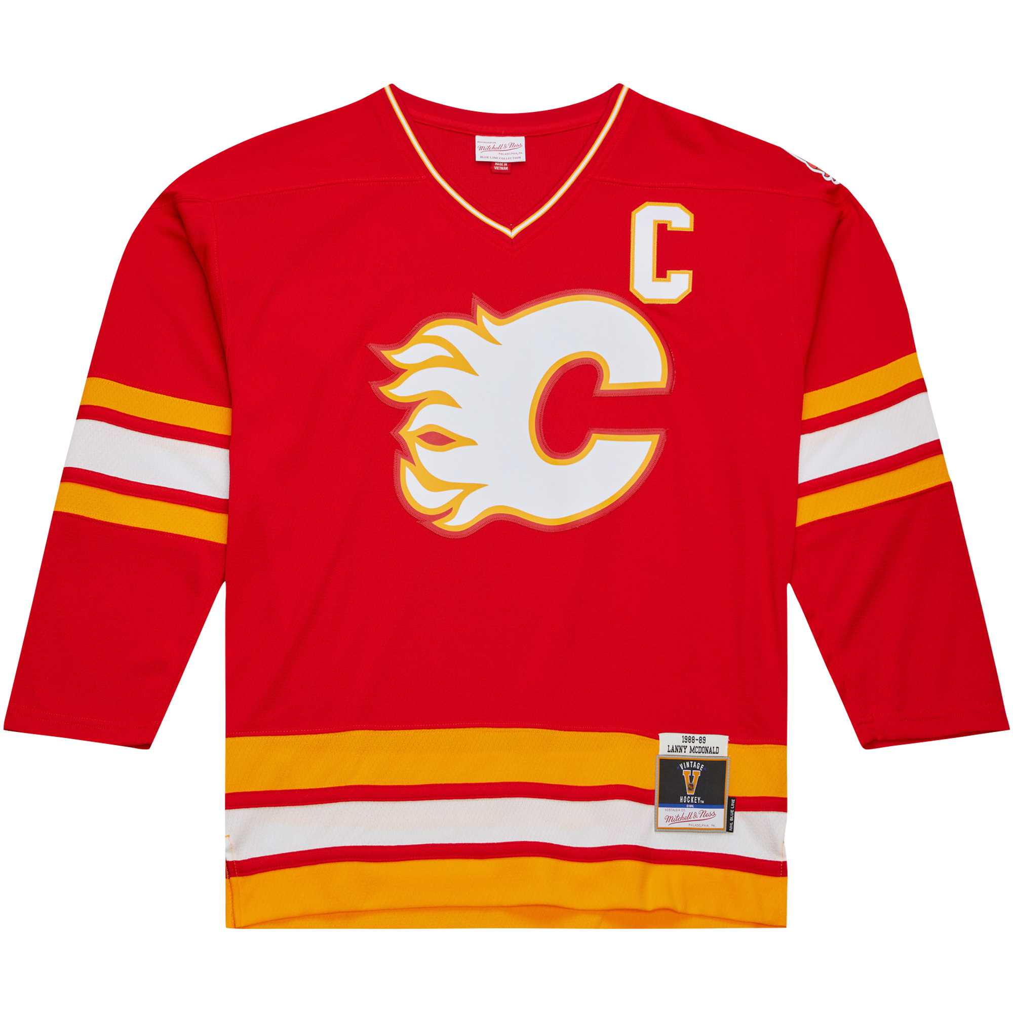 Lanny McDonald Calgary Flames Mitchell & Ness Captain Patch 1988\/89 Blue Line Player Jersey - Red