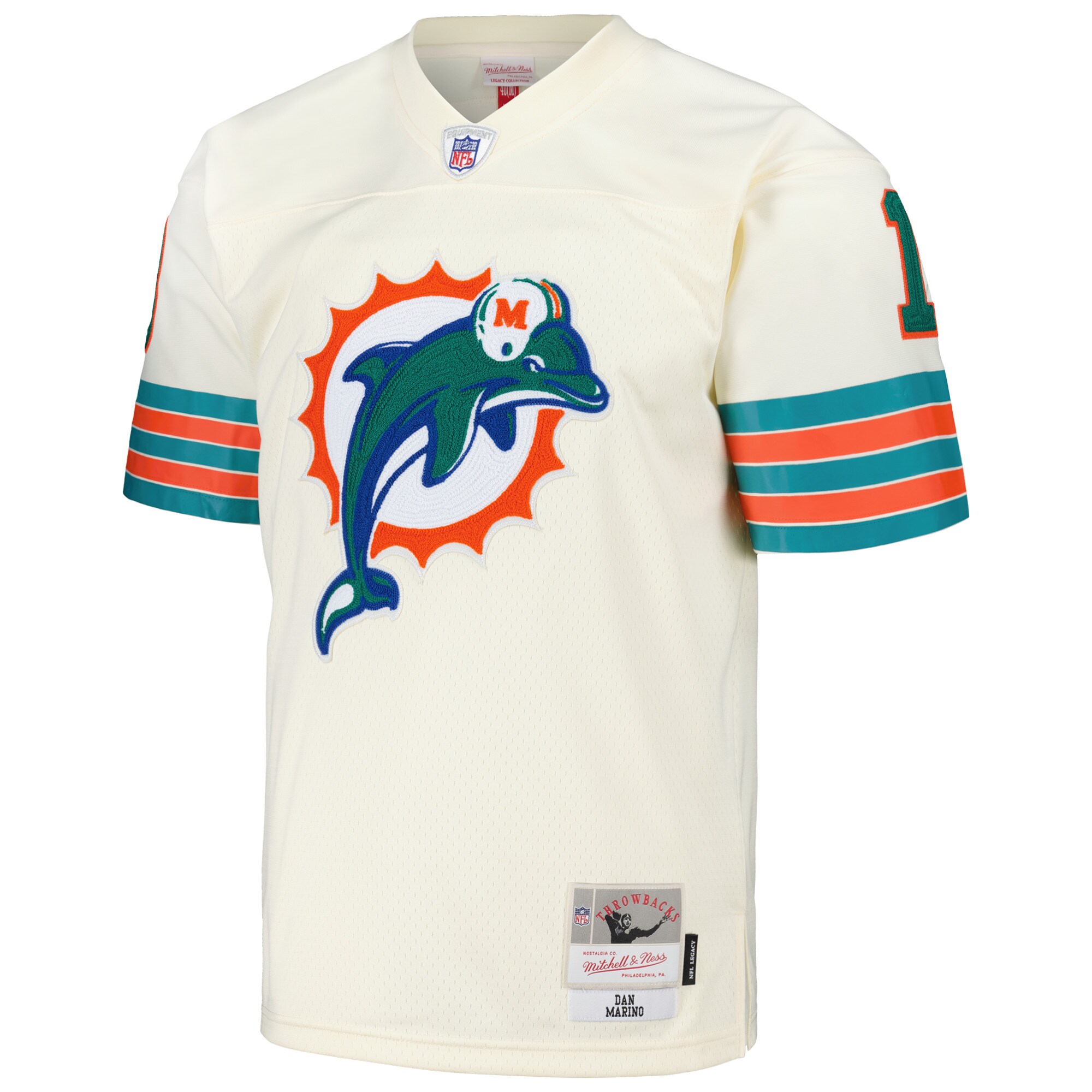 Dan Marino Miami Dolphins Mitchell & Ness Chainstitch Legacy Jersey - Cream