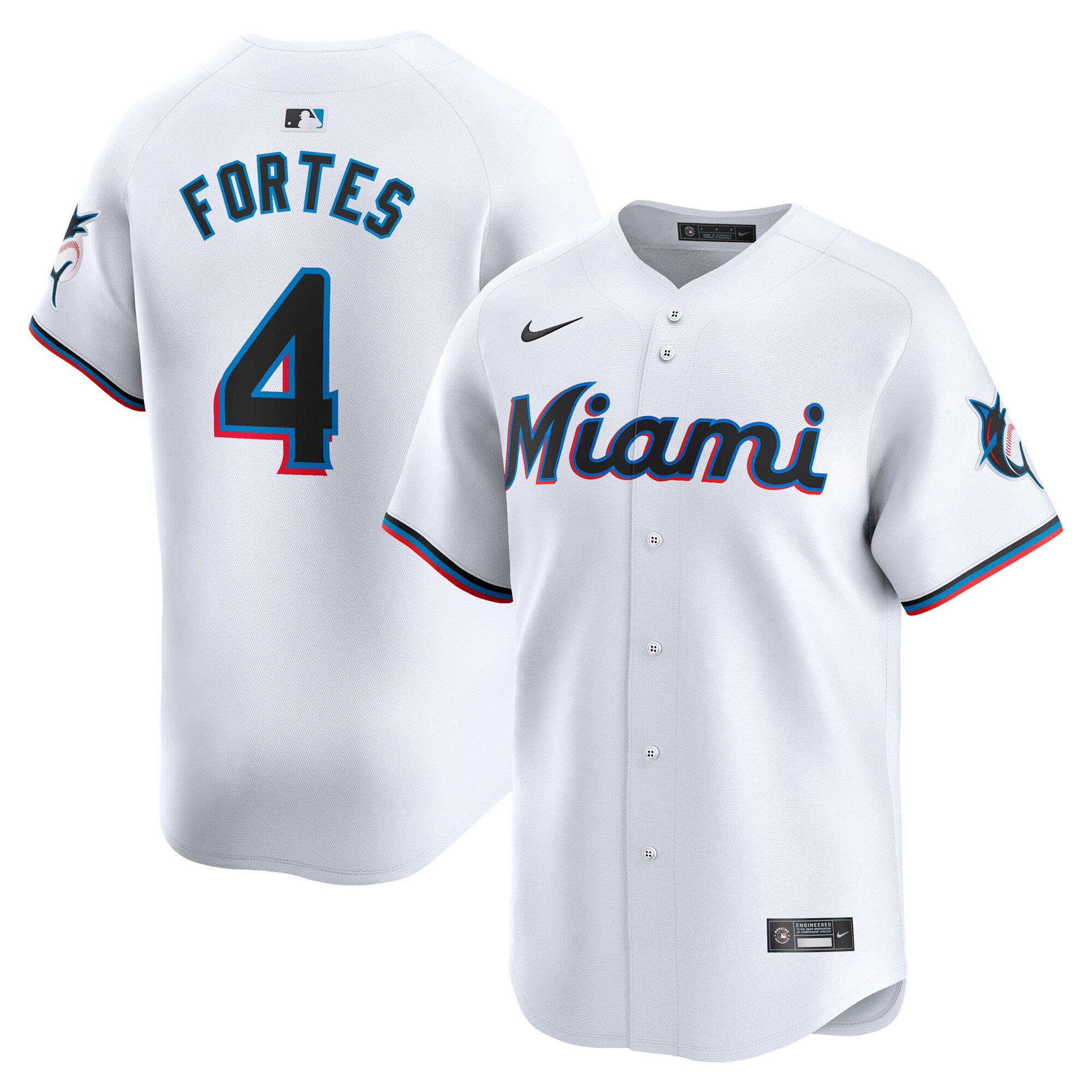 Nick Fortes Miami Marlins  Home Limited Player Jersey - White