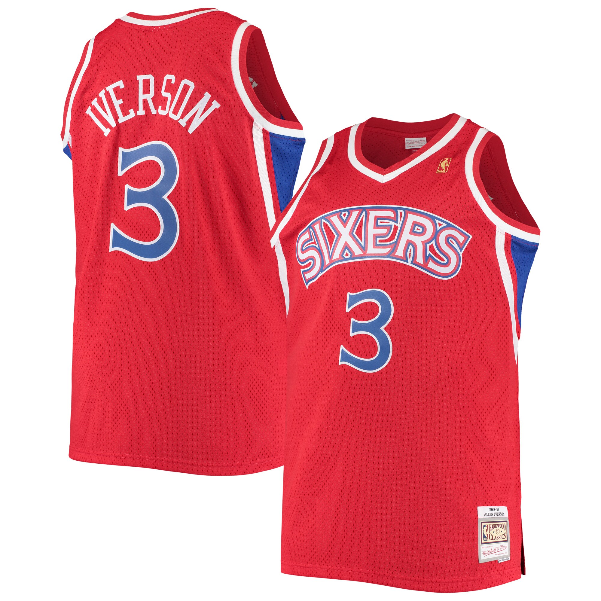 Allen Iverson Philadelphia 76ers Mitchell & Ness 1996\/97 Big & Tall Hardwood Classics Swingman Jersey - Red