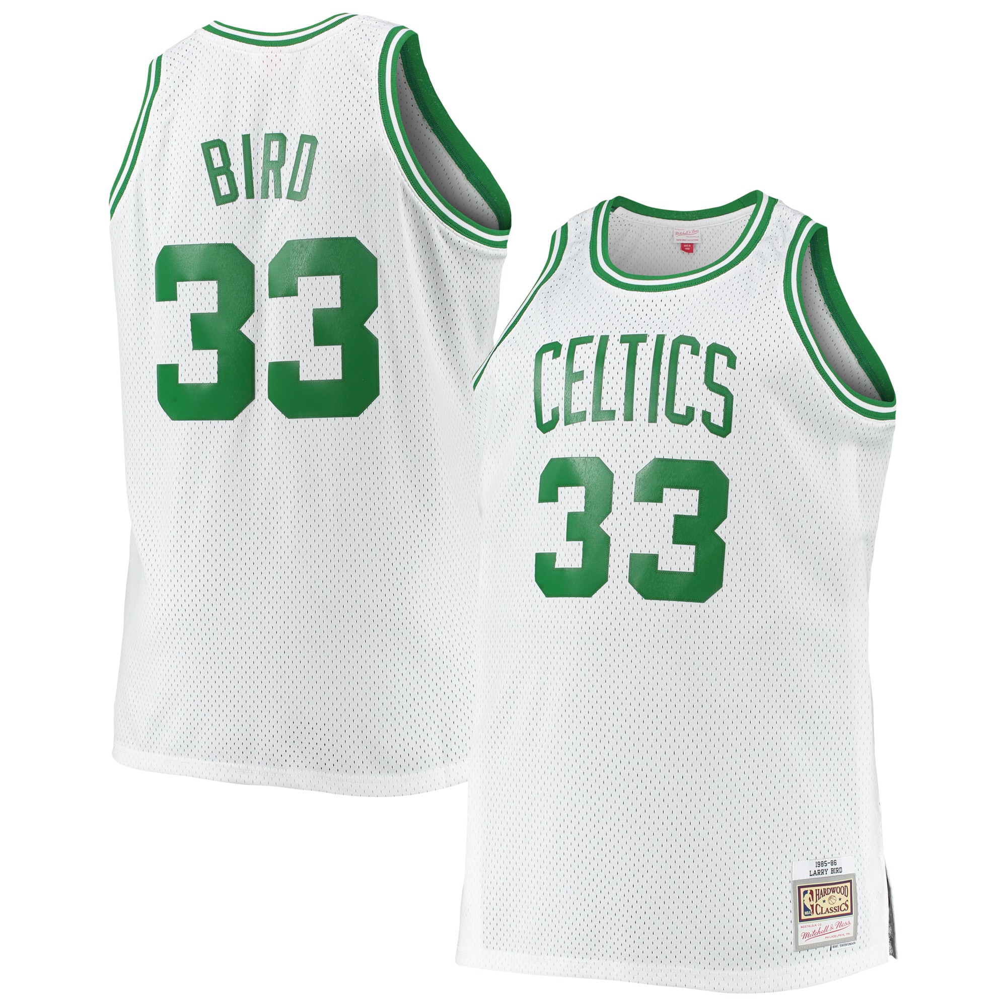 Larry Bird Boston Celtics Mitchell & Ness Big & Tall 1985\/86 Hardwood Classics Swingman Jersey - White