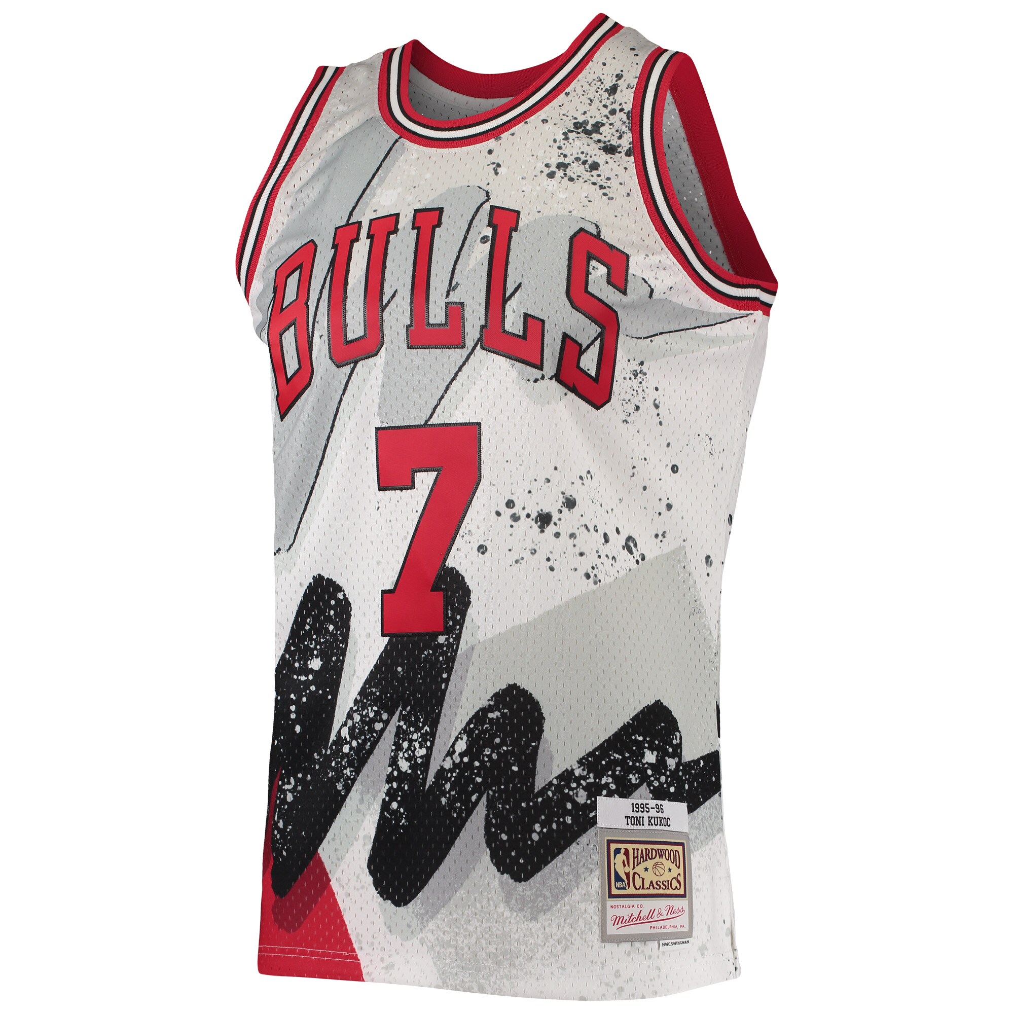 Toni Kukoc Chicago Bulls Mitchell & Ness Hardwood Classics 1995\/96 Hyper Hoops Swingman Jersey - White