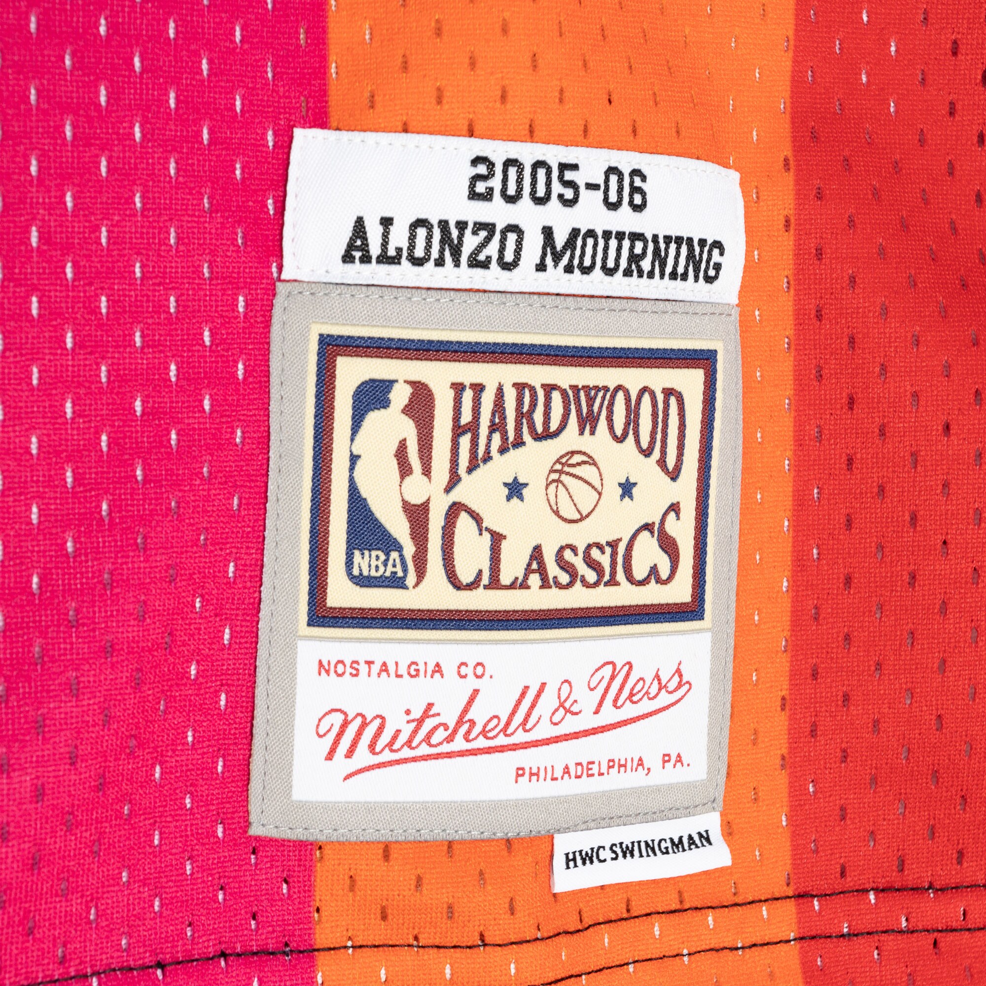 Alonzo Mourning Miami Heat Mitchell & Ness Hardwood Classics 2005\/06 Split Swingman Jersey - Black\/Red