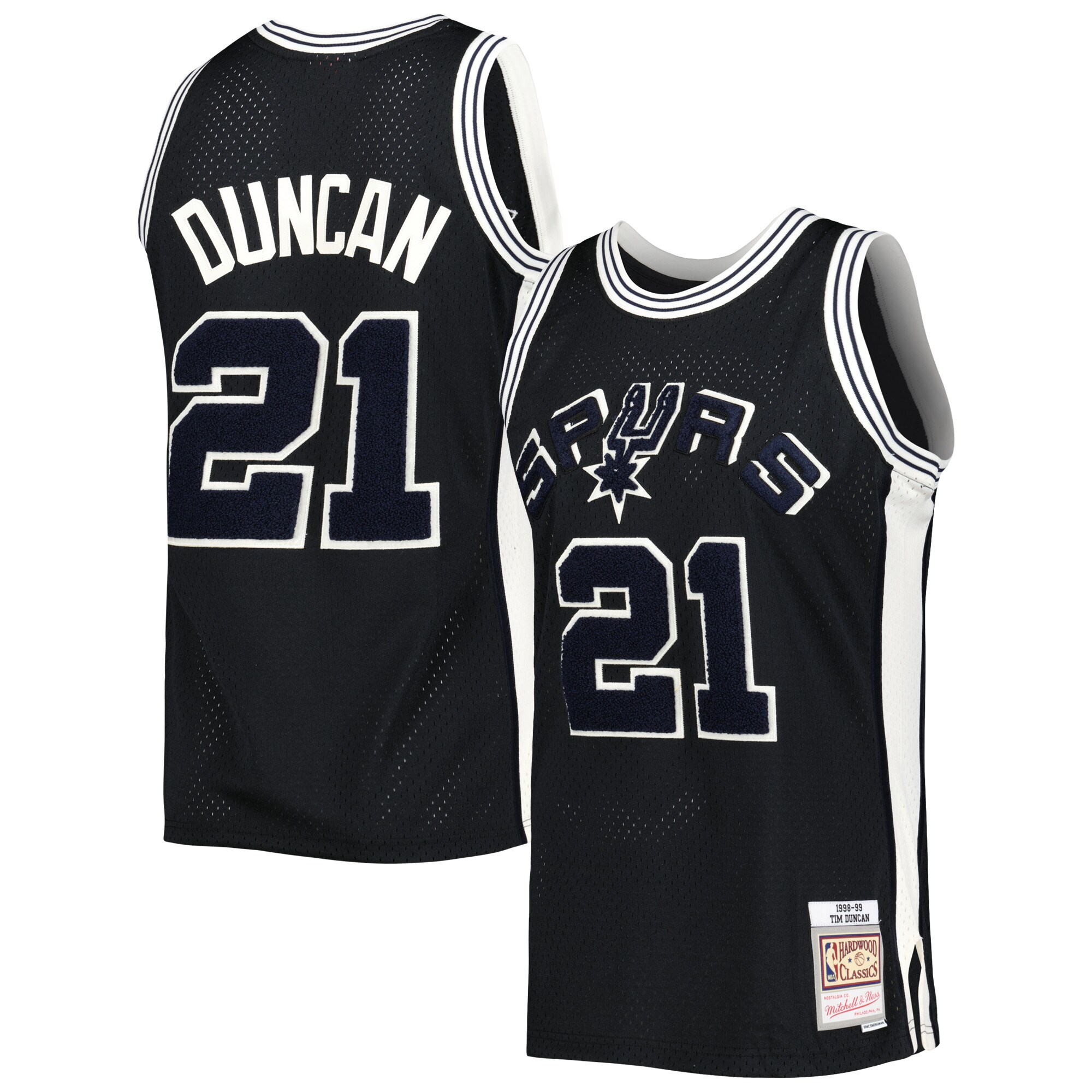 Tim Duncan San Antonio Spurs Mitchell & Ness 1998\/99 Hardwood Classics Off-Court Swingman Jersey - Black