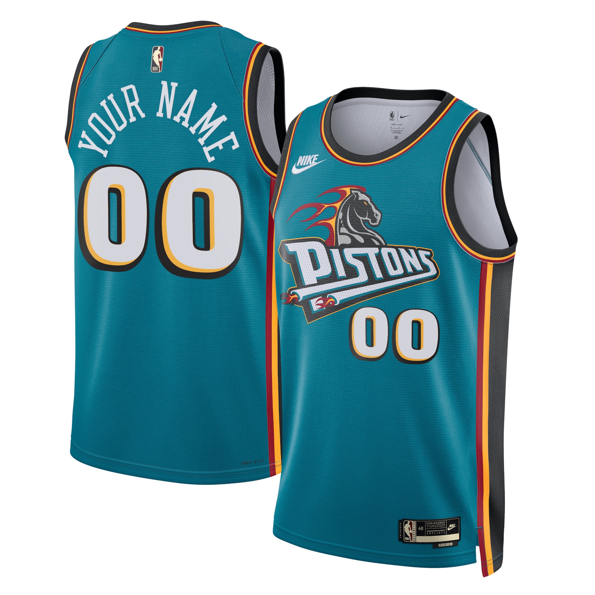 Detroit Pistons  Unisex 2022\/23 Custom Swingman Jersey - Classic Edition - Teal
