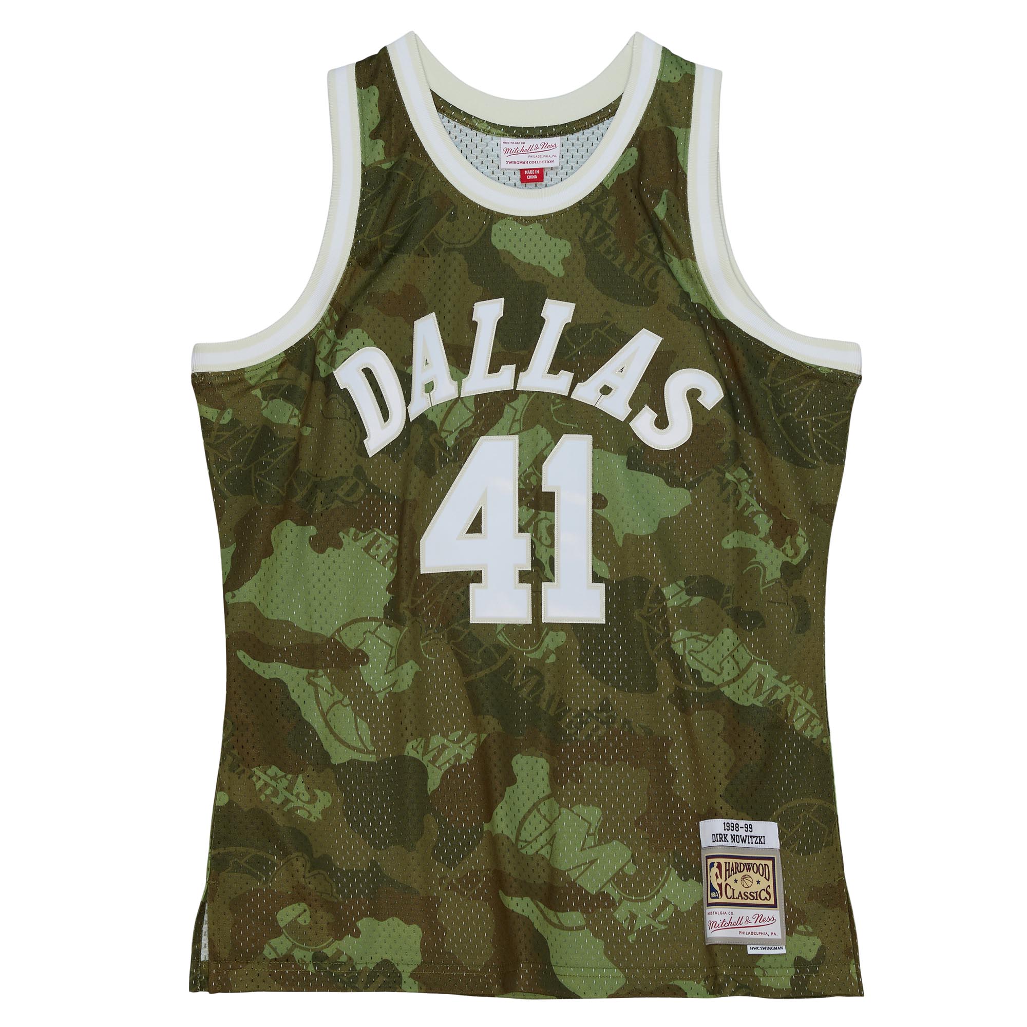 Dirk Nowitzki Dallas Mavericks Mitchell & Ness Hardwood Classics 1998\/99 Ghost Green Swingman Jersey - Camo