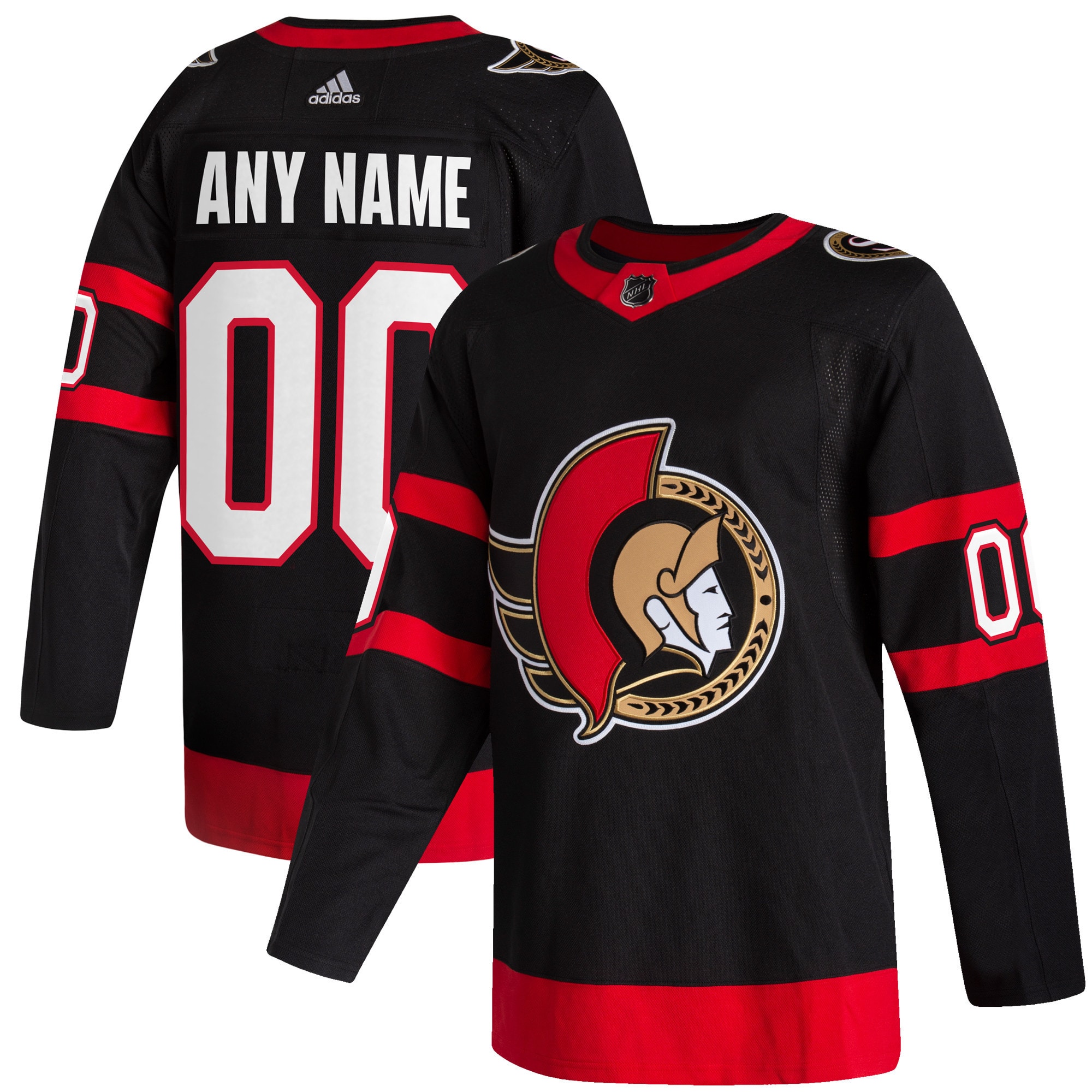 Ottawa Senators adidas 2020\/21 Home Authentic Custom Jersey - Black